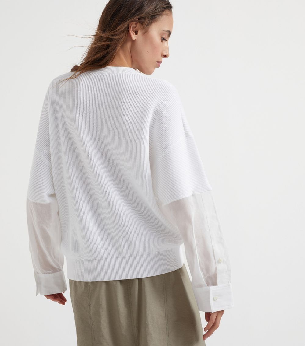 Brunello Cucinelli o1w1db10825 Sweater in White Size L / US 10 / IT 46 - 2 Thumbnail