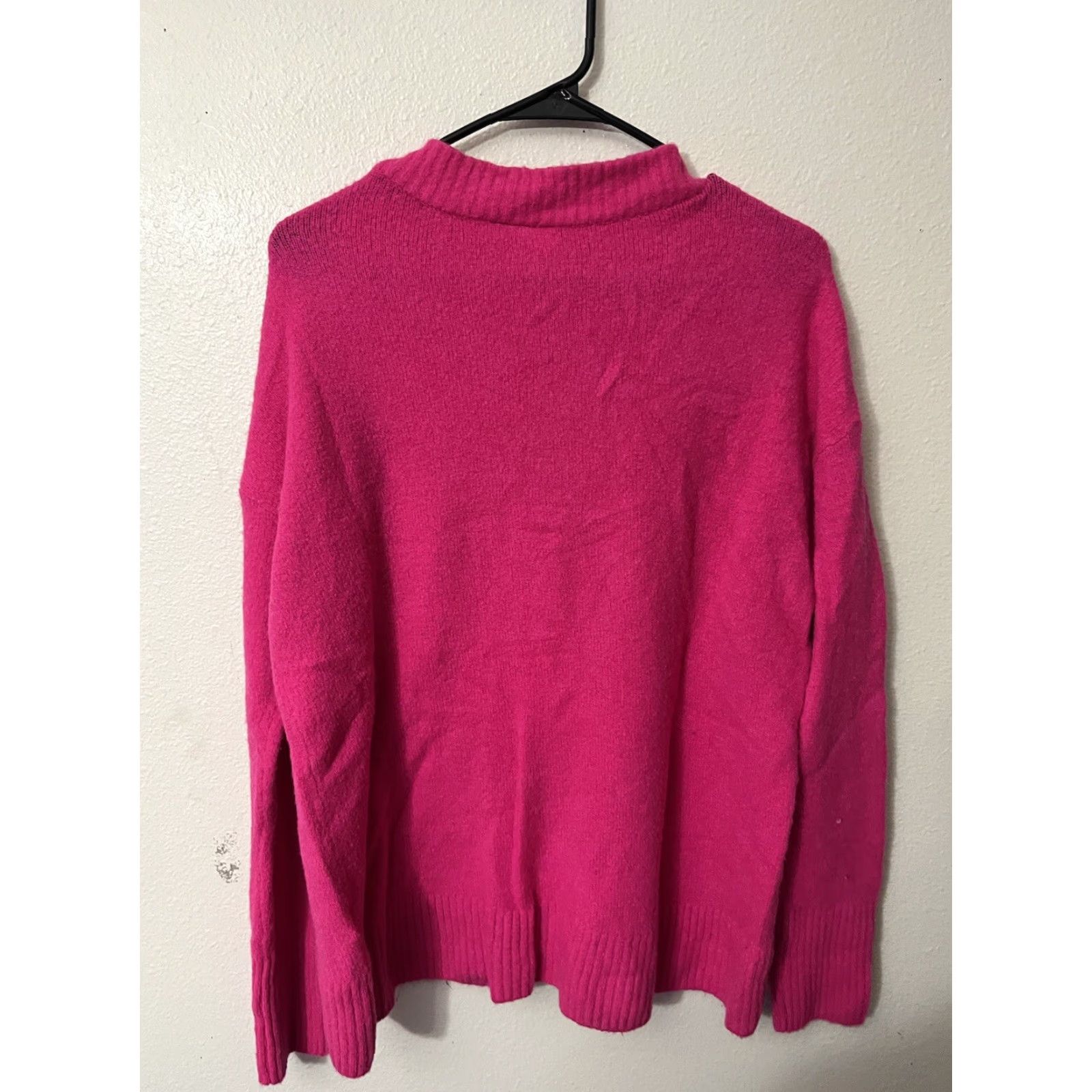 Gap GAP Women's Large V-Neck Pullover Sweater Merino Extra Fine Wool Blend Hot Pink Size L / US 10 / IT 46 - 3 Thumbnail