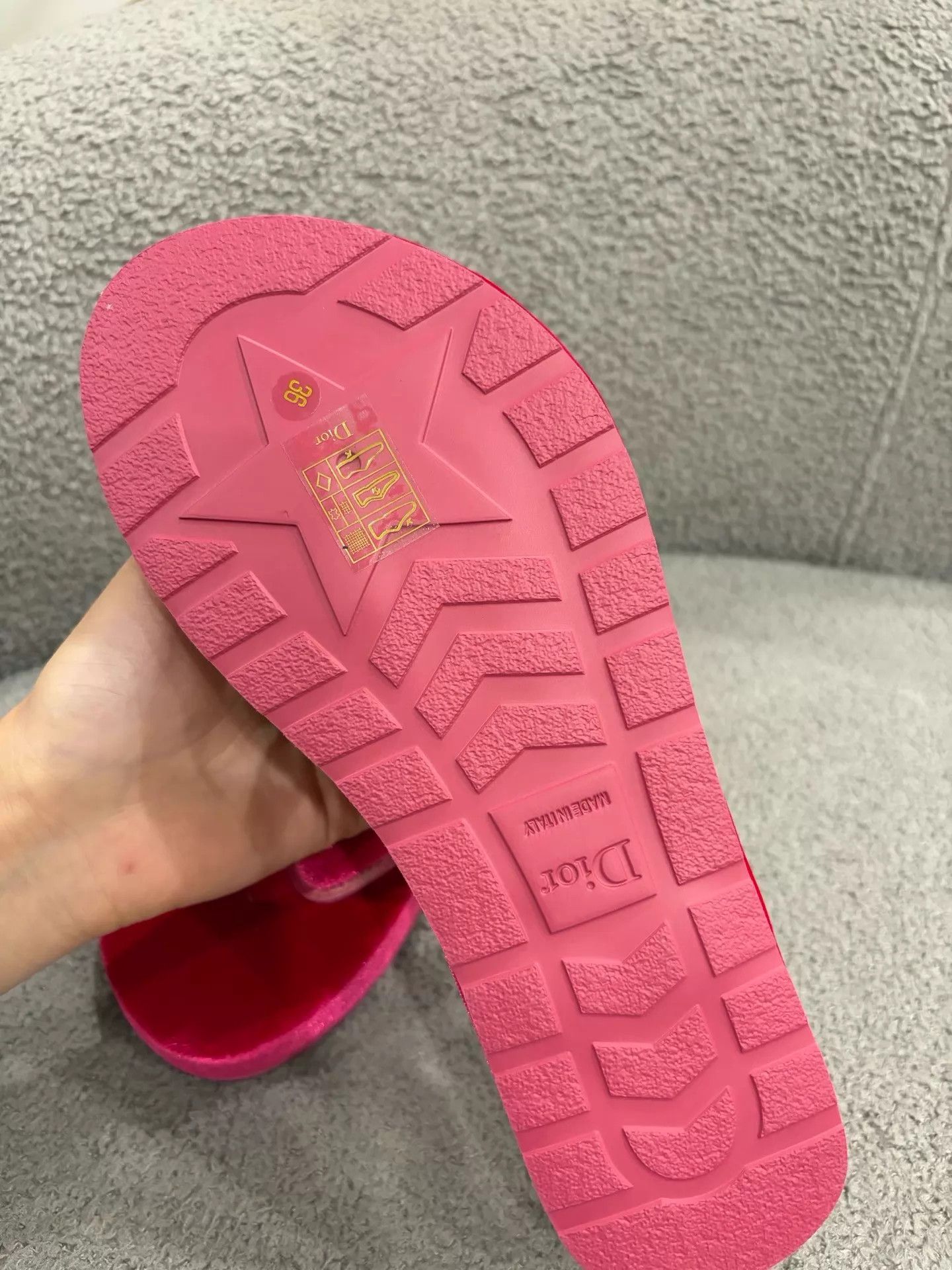 Dior Dior Women's SS Unworn Magenta Flocked Slides 36,38,39 (1/2-1 Size Up) Size US 5.5 / IT 35.5 - 5 Thumbnail