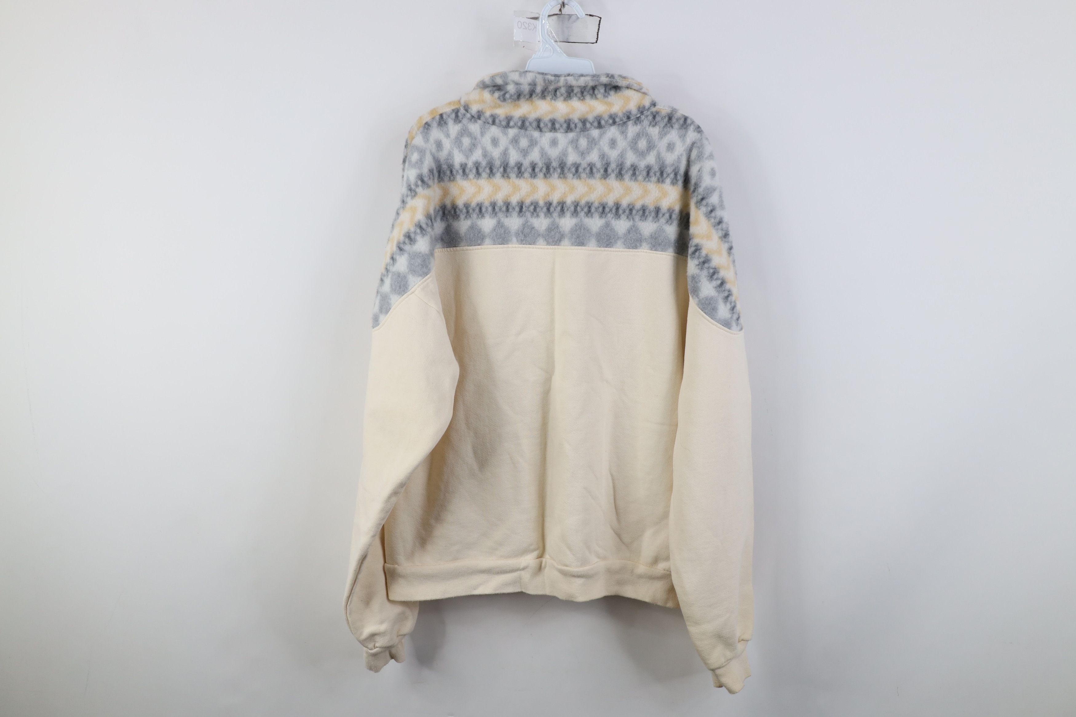 Vintage 90s Streetwear Alaska Half Zip Sweatshirt Cream USA