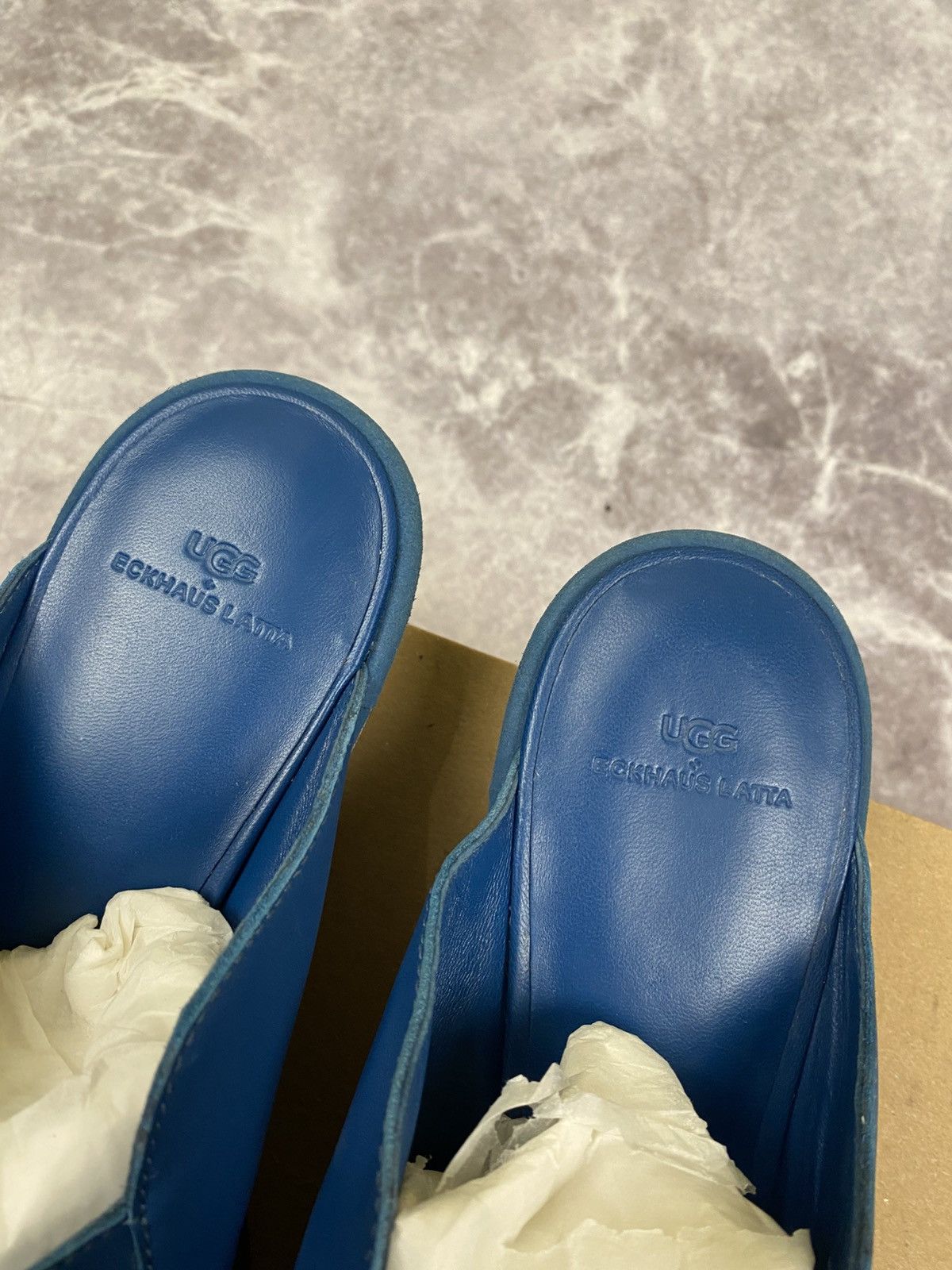 Eckhaus Latta Ugg x Eckhaus Latta Cowboy Block Blue Leather Mules Size: 37 Size US 7 / IT 37 - 3 Thumbnail