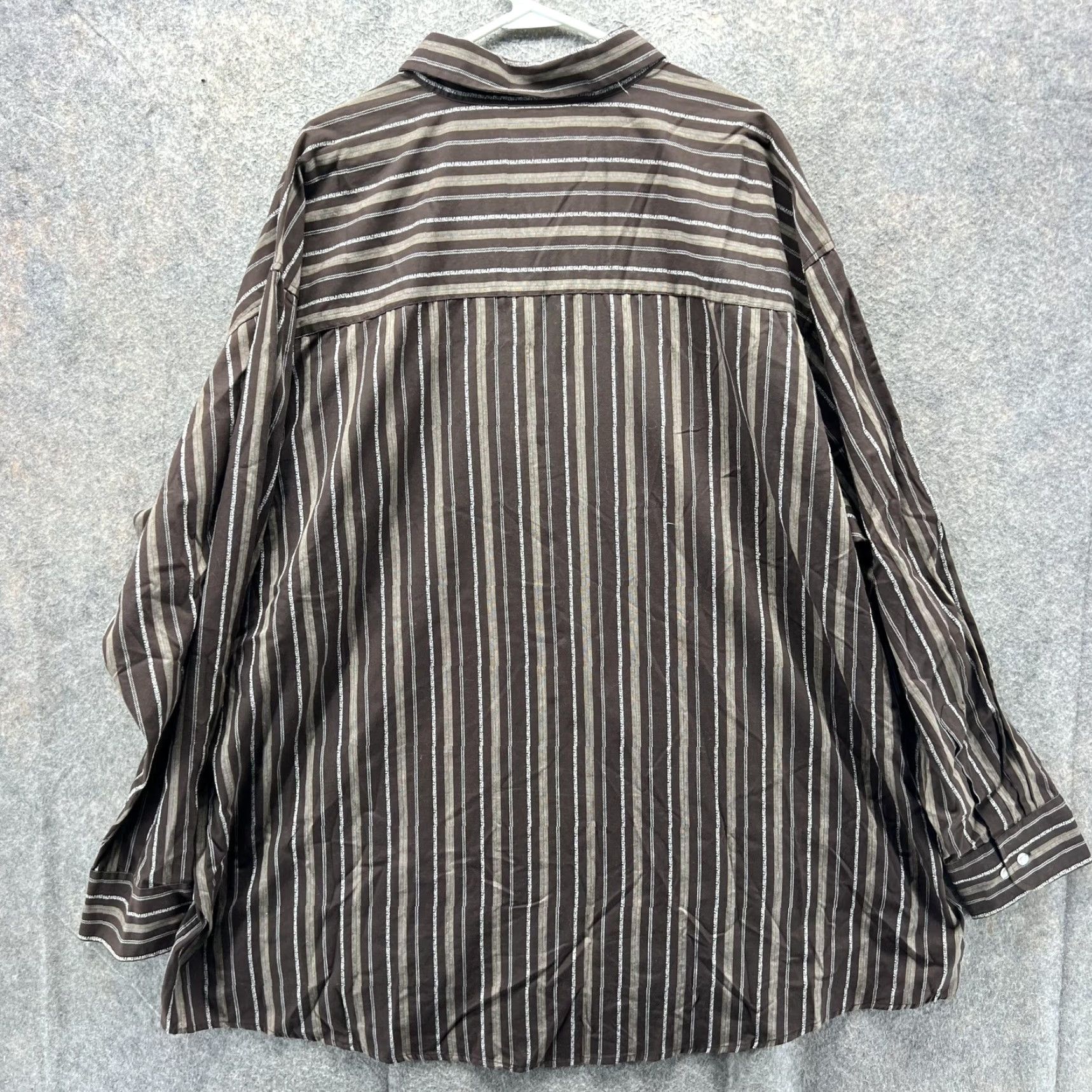 Avirex VINTAGE Avirex Shirt Mens 4X Brown Striped Button-Down Long Sleeve Casual Big Tall Size US XXL / EU 58 / 5 - 2 Thumbnail