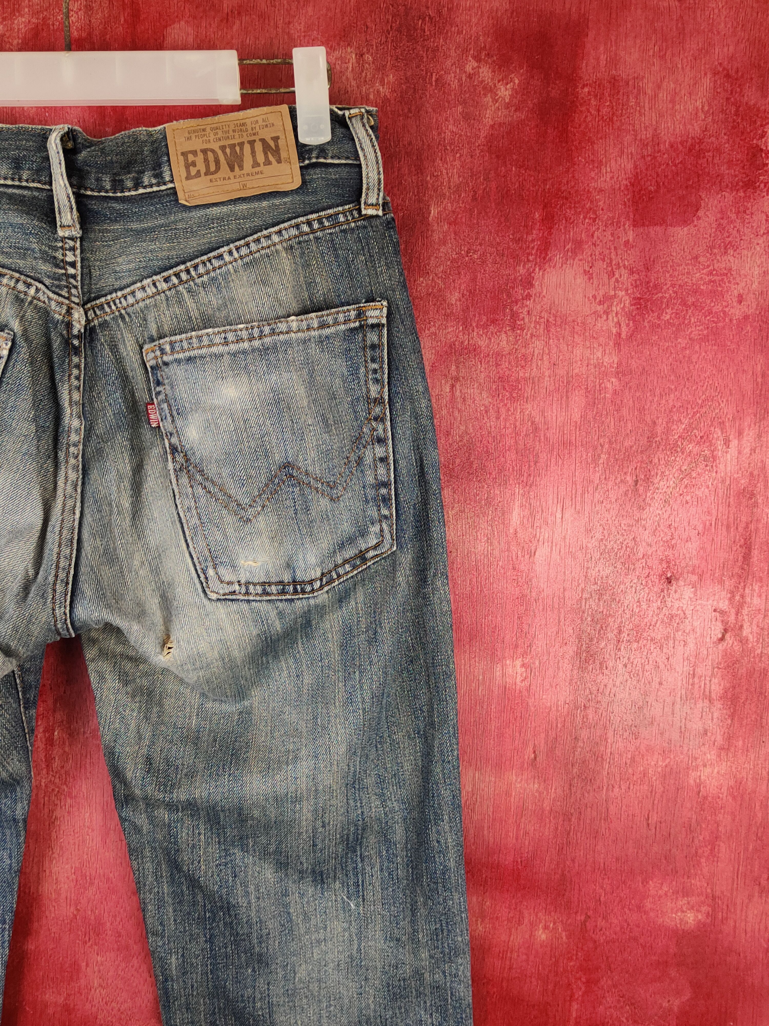 Edwin Edwin Dark Blue Faded Distressed Ripped Jeans #S1640 Size US 28 / EU 44 - 13 Thumbnail