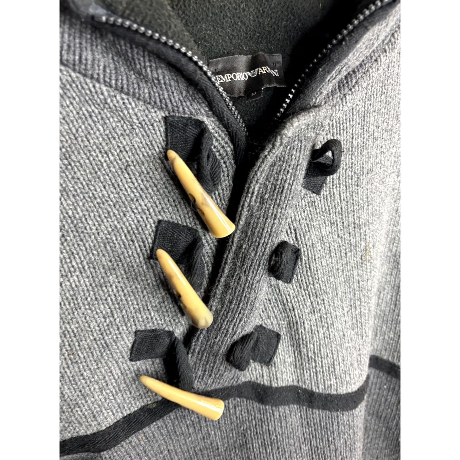 Emporio Armani Emporio Armani Sweater Mens M Gray Hooded 1/4 Zip Toggle EV Armani Logo Knit Pullover Long Sleeve Fall Winter Casual Mens Size US M / EU 48-50 / 2 - 3 Thumbnail