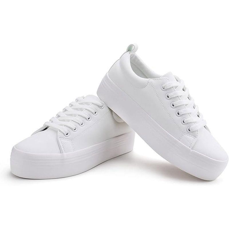 Other New Jabasic Womens Size 8 White Faux Leather Lace Up Platfor Size US 8 / IT 38 - 4 Thumbnail