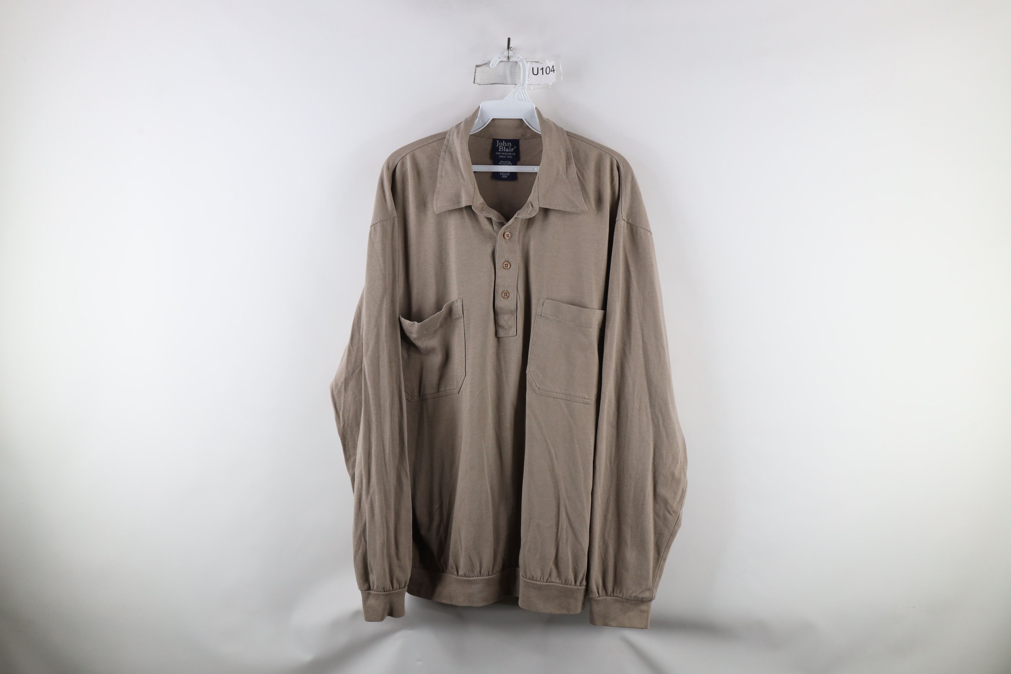 Vintage Vintage 90s Streetwear Collared Pullover Polo Shirt Beige Size US XL / EU 56 / 4 - 1 Thumbnail