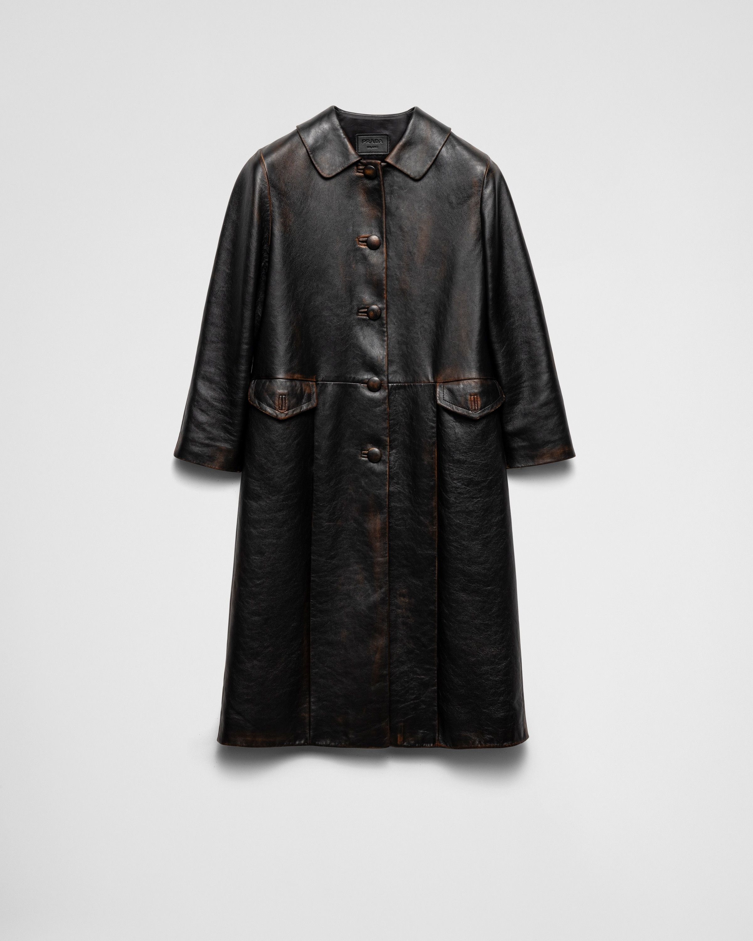 Prada o1bcso1str1025 Nappa Leather Coat in Black Size US M / EU 48-50 / 2 - 1 Thumbnail