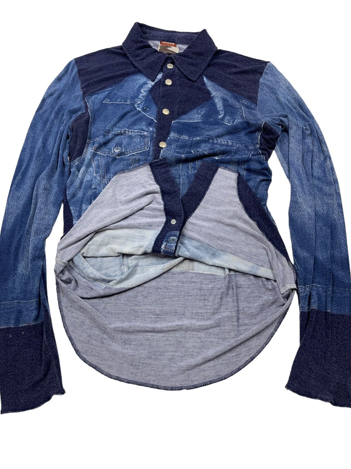Jean Paul Gaultier Jean Paul Gaultier SS97 Trompe Button Up Shirt Denim Print Size M / US 6-8 / IT 42-44 - 8 Thumbnail