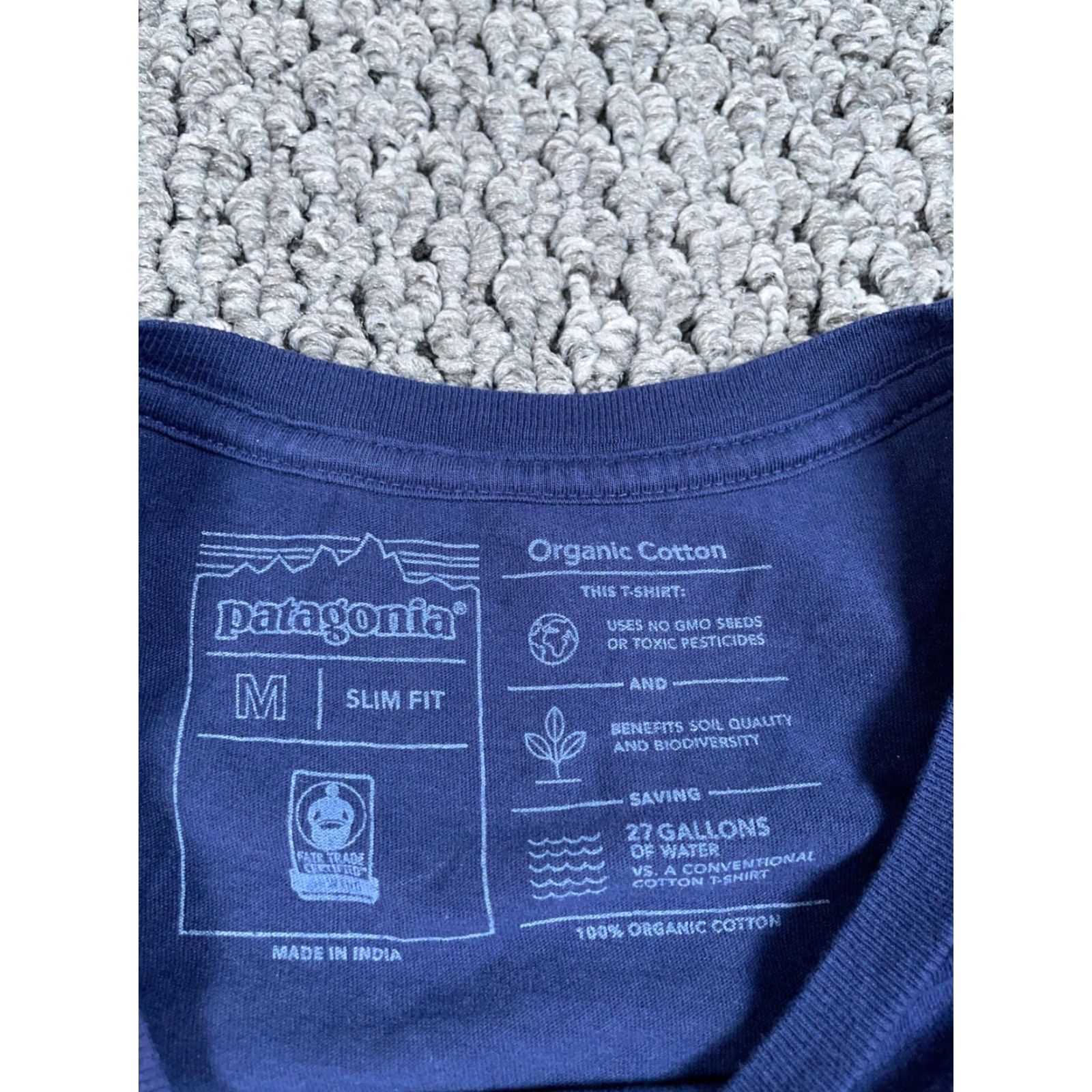 Patagonia Patagonia Slim Fit T-Shirt Adult Medium Blue Logo Print Organic Cotton Outdoors Size US M / EU 48-50 / 2 - 3 Thumbnail