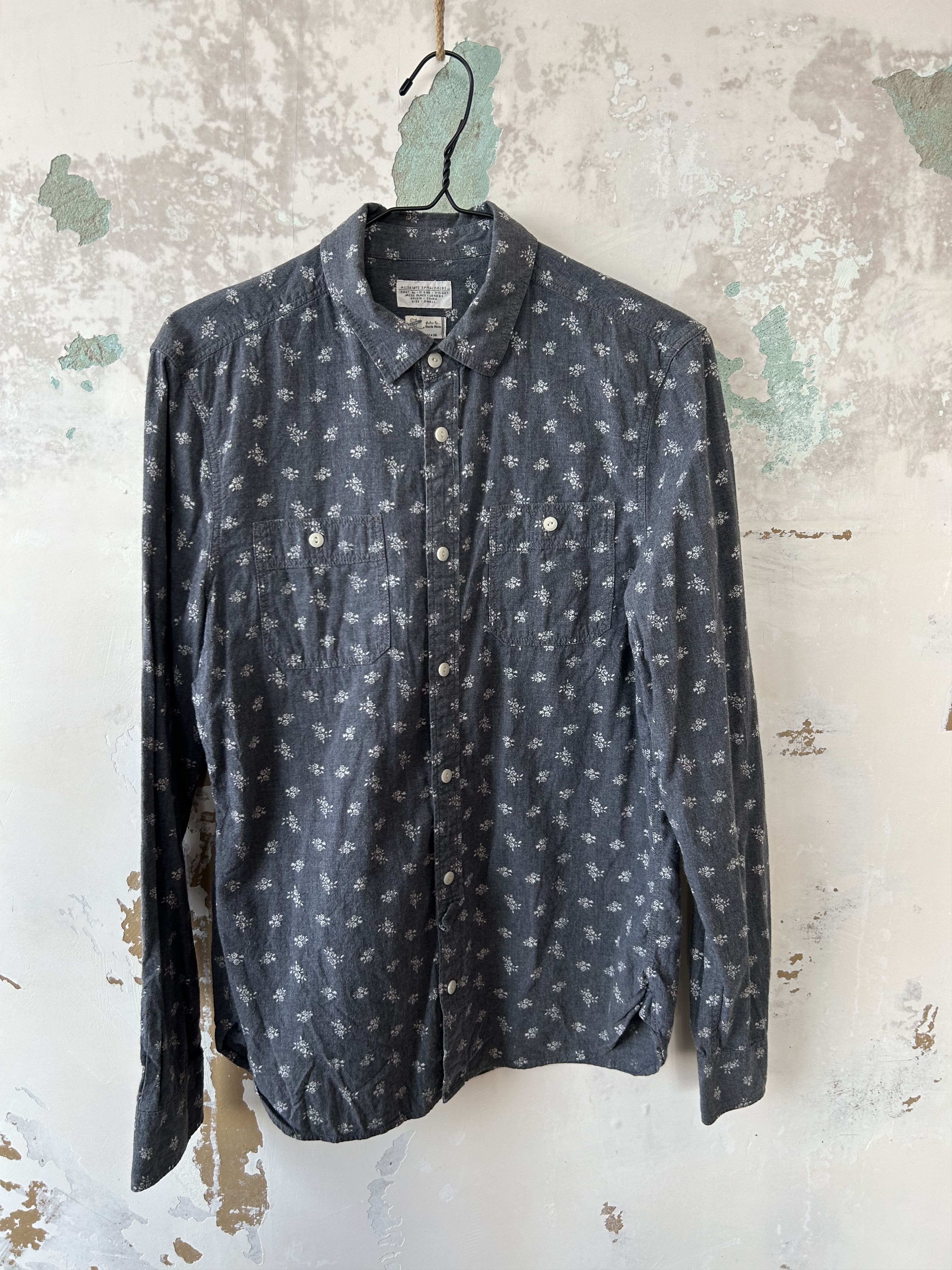 Allsaints ALL SAINTS Shirt Long Sleeve Brushed Cotton Dogtooth Pattern Size US S / EU 44-46 / 1 - 1 Thumbnail