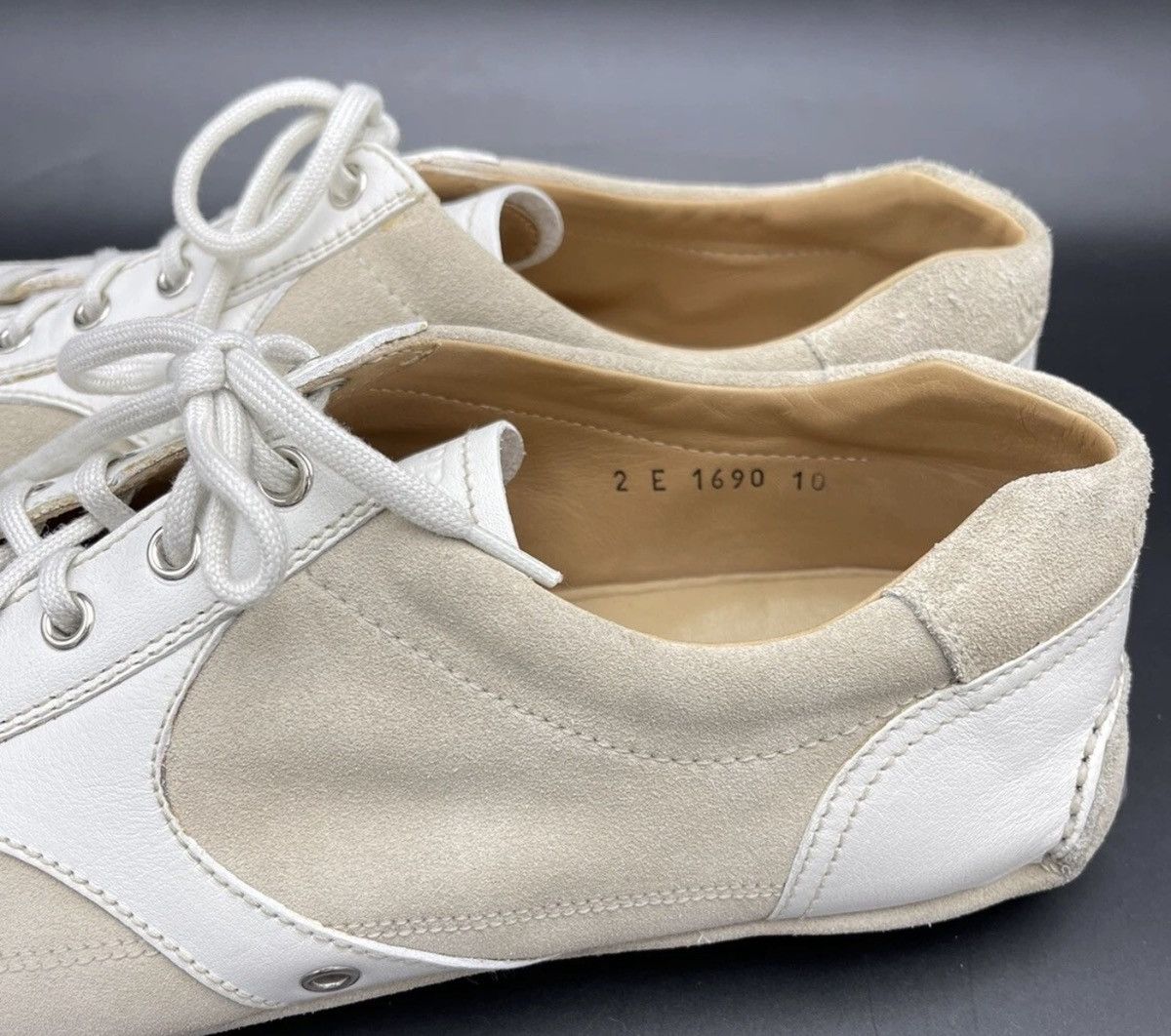 Prada Prada White & Cream Suede Leather Driving Sneakers Size 10 Size US 10 / EU 43 - 4 Thumbnail