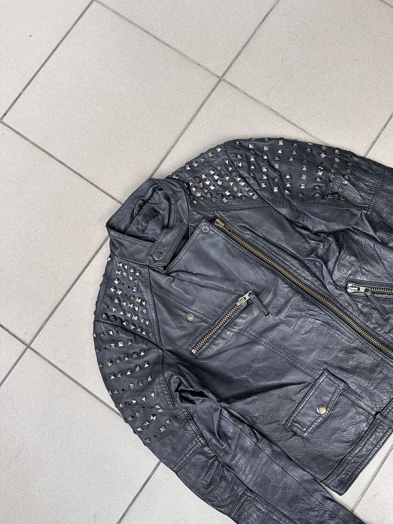 Leather × Vintage Vintage Leather biker jacket avant garde archive metal Size M / US 6-8 / IT 42-44 - 3 Thumbnail