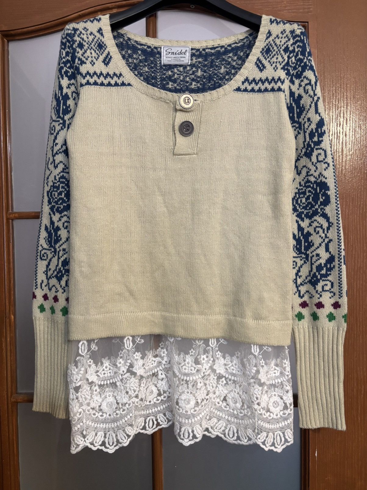Japanese Brand Snidel Henley Sweater Lace Hem Folk Babydoll Women's S Size S / US 4 / IT 40 - 3 Thumbnail