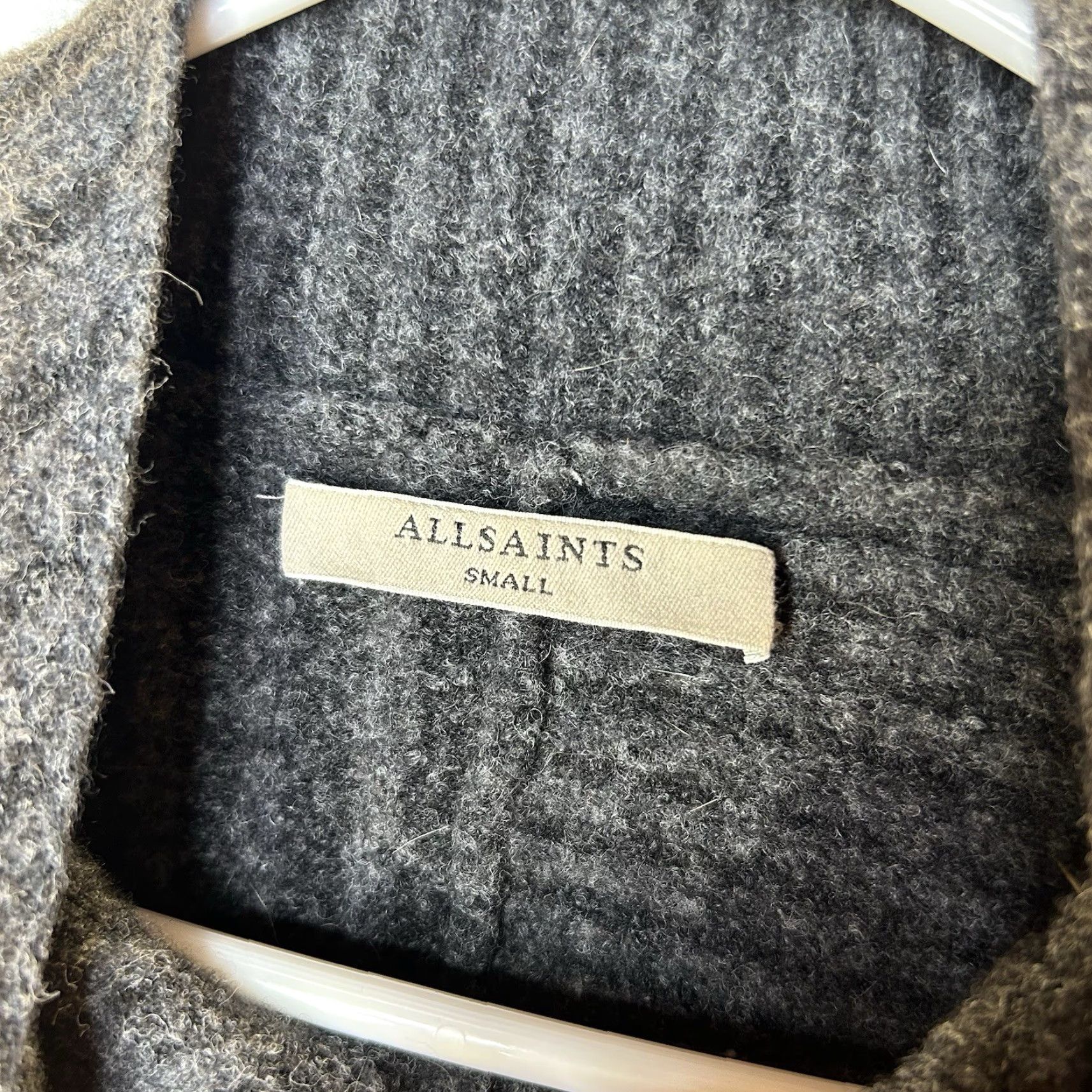 Allsaints ALLSAINTS Sweater Shirt Cropped Mock Neck Wool Blend Gray S Women’s Small Pullover Tight-Knit Long Sleeve Body Subtype: Terra Jumper Size S / US 4 / IT 40 - 4 Thumbnail