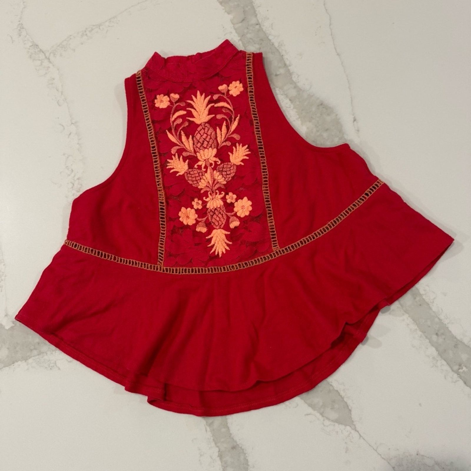 Free People Free People Flora Embroidered High Neck Tank Top Women’s XS Size XS / US 0-2 / IT 36-38 - 6 Thumbnail