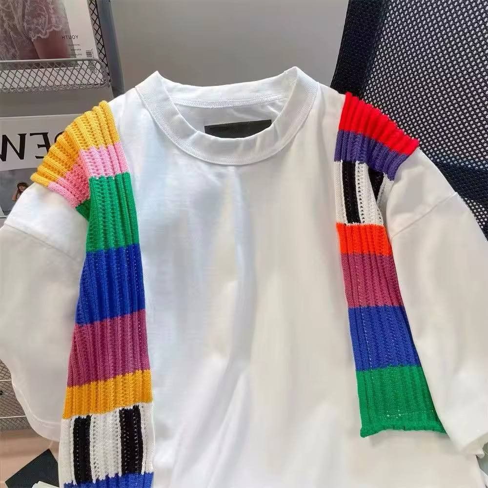 Japanese Brand × Vintage cotton t-shirt with rainbow inserts Size US L / EU 52-54 / 3 - 4 Thumbnail