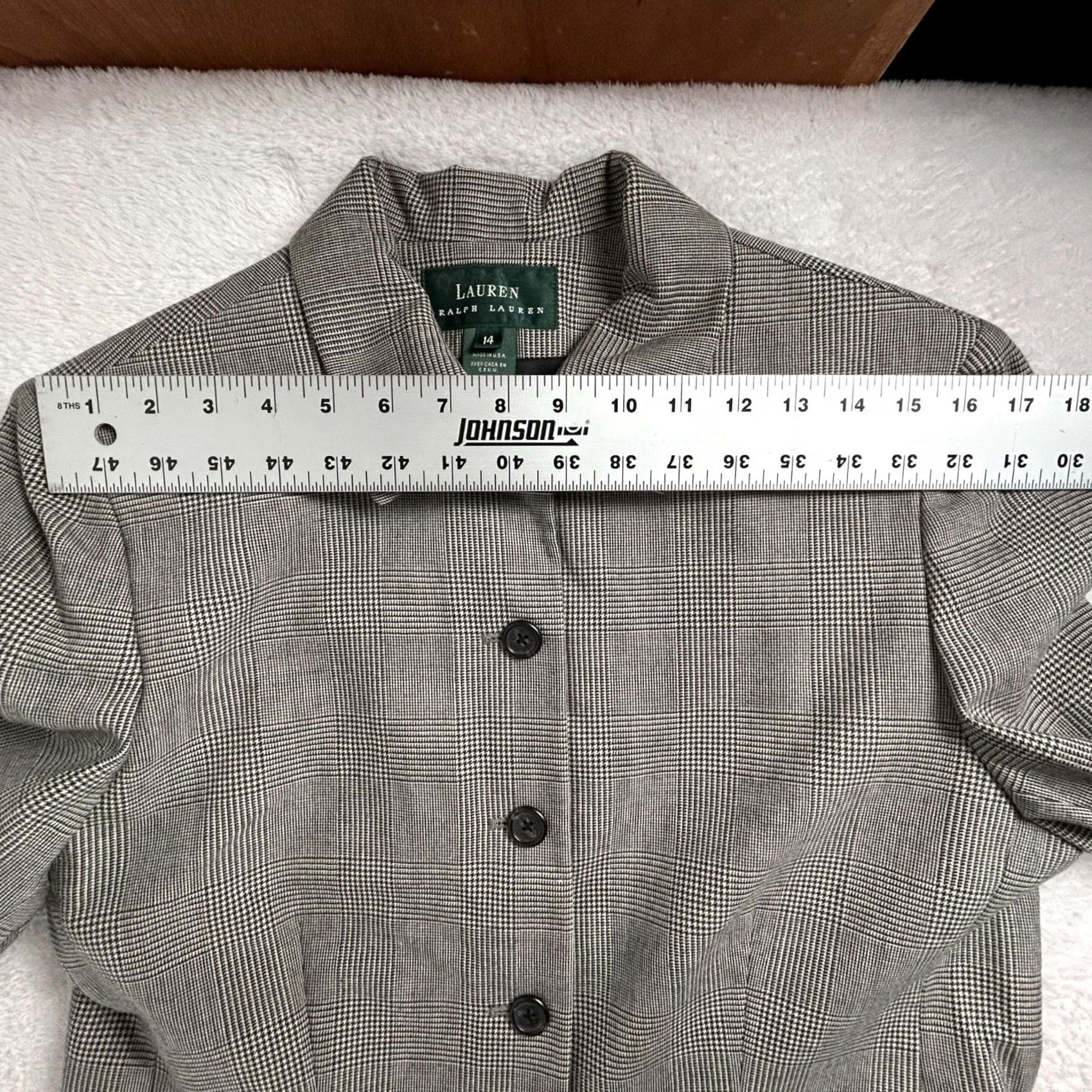 Ralph Lauren Lauren Ralph Lauren Women Wool Plaid Blazer Jacket Size 14 Single Breasted Black Size XL / US 12-14 / IT 48-50 - 7 Thumbnail