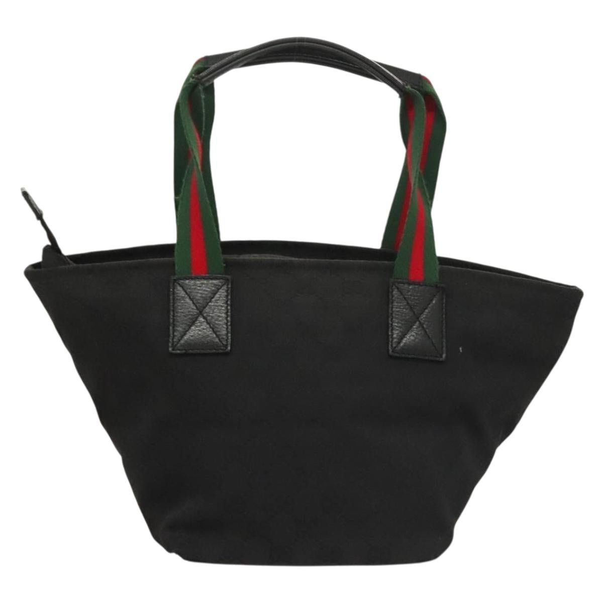 Gucci GUCCI GG Canvas Web Sherry Line Tote Bag Black Silver Size ONE SIZE - 3 Thumbnail