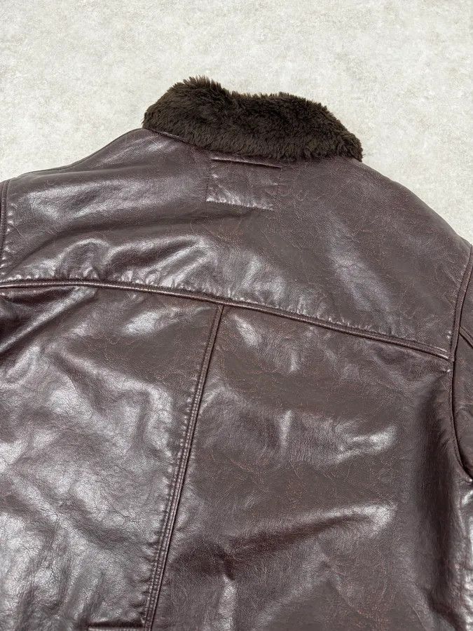 Armani Armani Brown Shearling Collar Faux Leather Buttoned Jacket Size US L / EU 52-54 / 3 - 6 Thumbnail