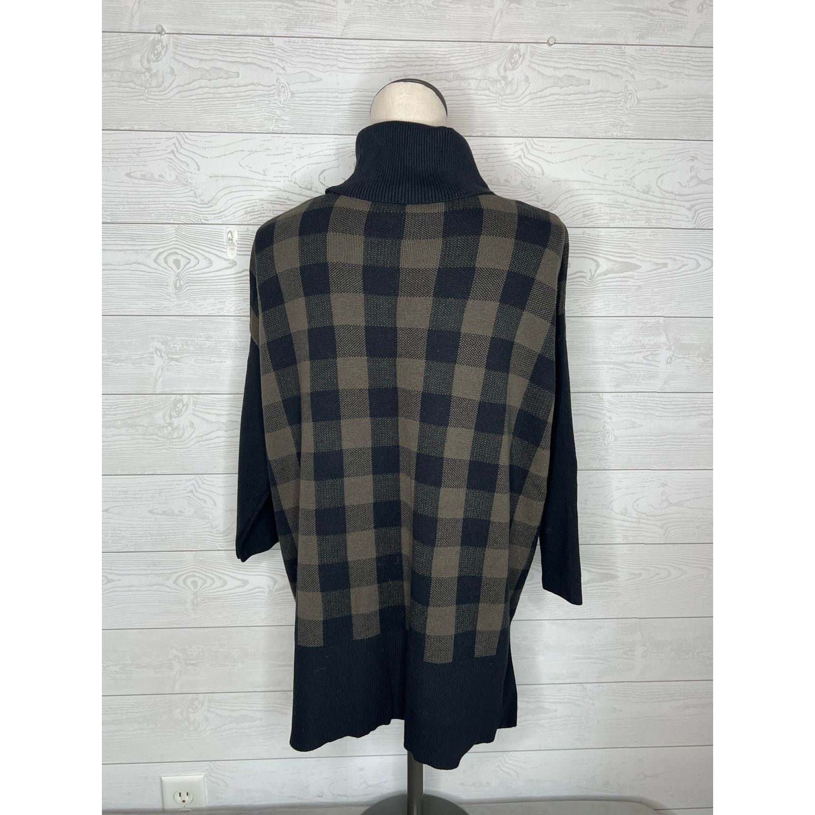 Loft Loft Outlet black/taupe buffalo check sweater Size Large Size L / US 10 / IT 46 - 4 Thumbnail