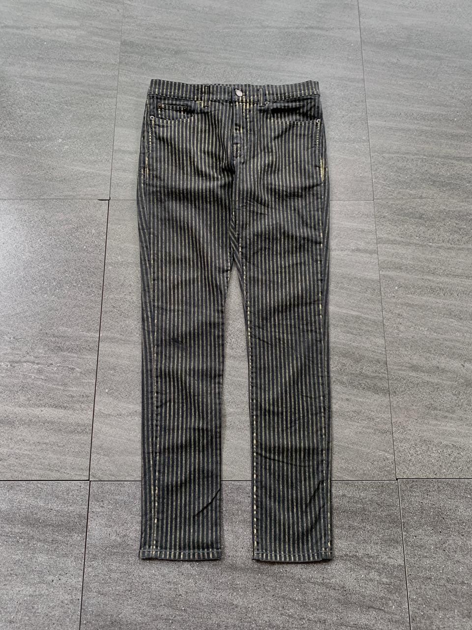 Saint Laurent Paris FREE TAX! Gold Striped Skinny Denim Jeans Size US 32 / EU 48 - 1 Thumbnail