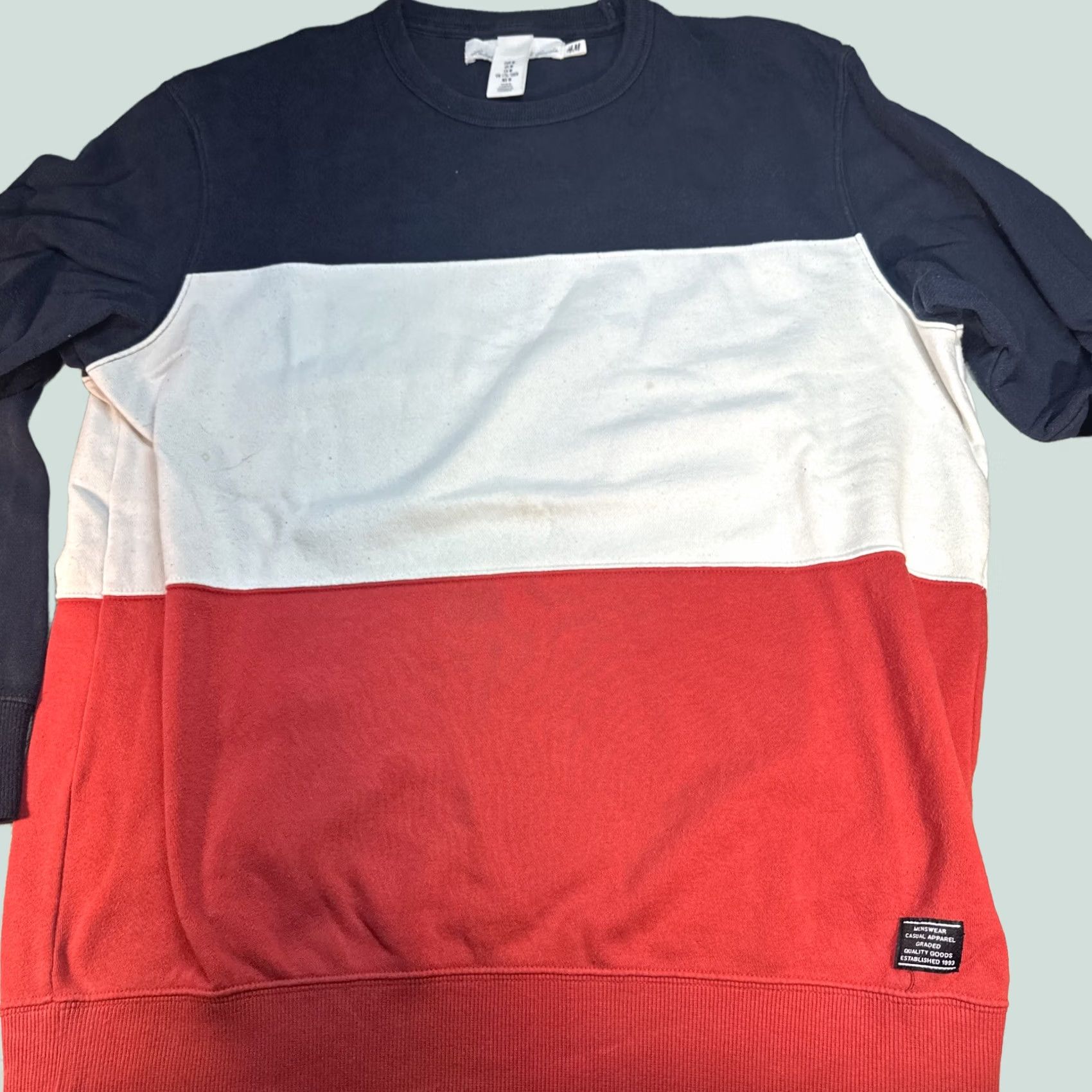 H&M HM LOGG Crewneck Sweater Men M Multicolor Solid Knit Long Sleeve Casual Pullover 90s College American Style Size US M / EU 48-50 / 2 - 1 Thumbnail