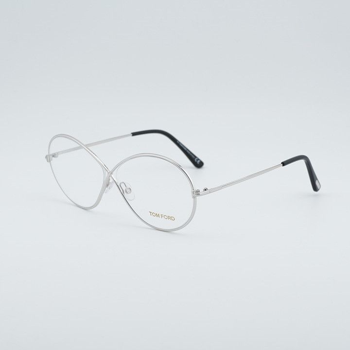 Tom Ford Tom Ford FT5517 018 Eyeglasses Shiny Rhodium 58mm Oval Frame Size ONE SIZE - 1 Thumbnail