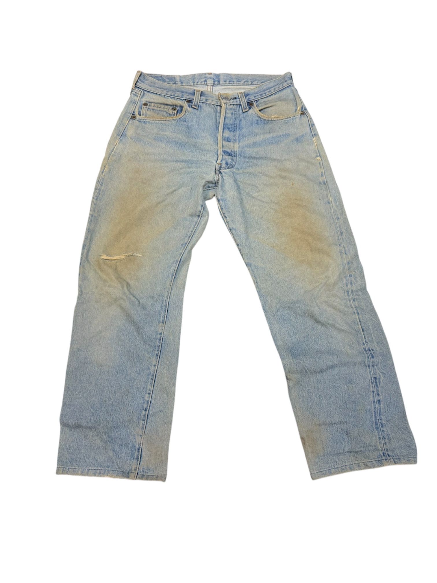 Vintage Vintage 80s Levi's 501 Selvedge Made in USA Thrashed Dirty Size US 28 / EU 44 - 1 Thumbnail