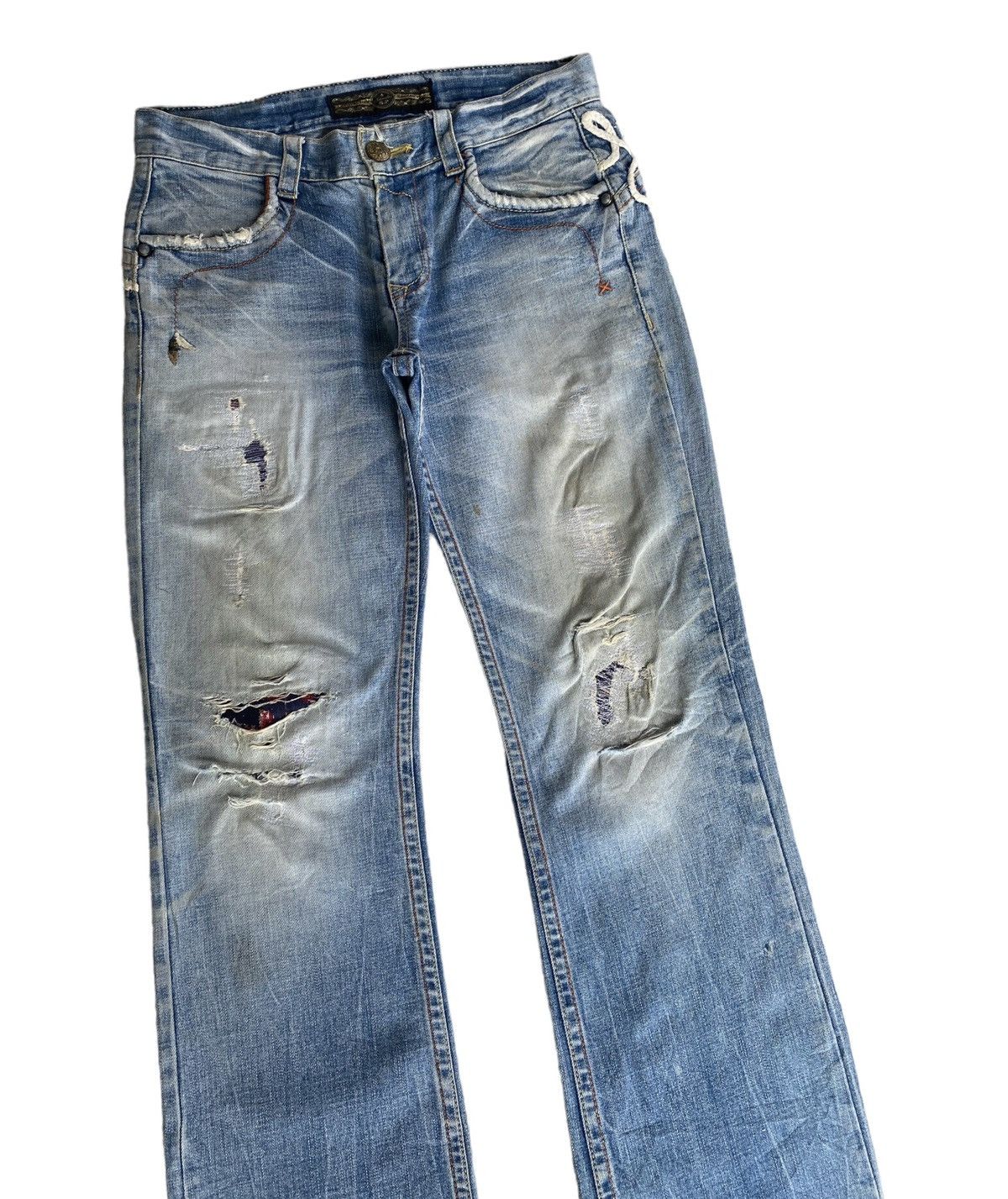 If Six Was Nine 🔥FLARED JEANS STUDIO R.P DENIM DISTRESSED JEANS AVANT GARDE Size US 33 - 6 Thumbnail