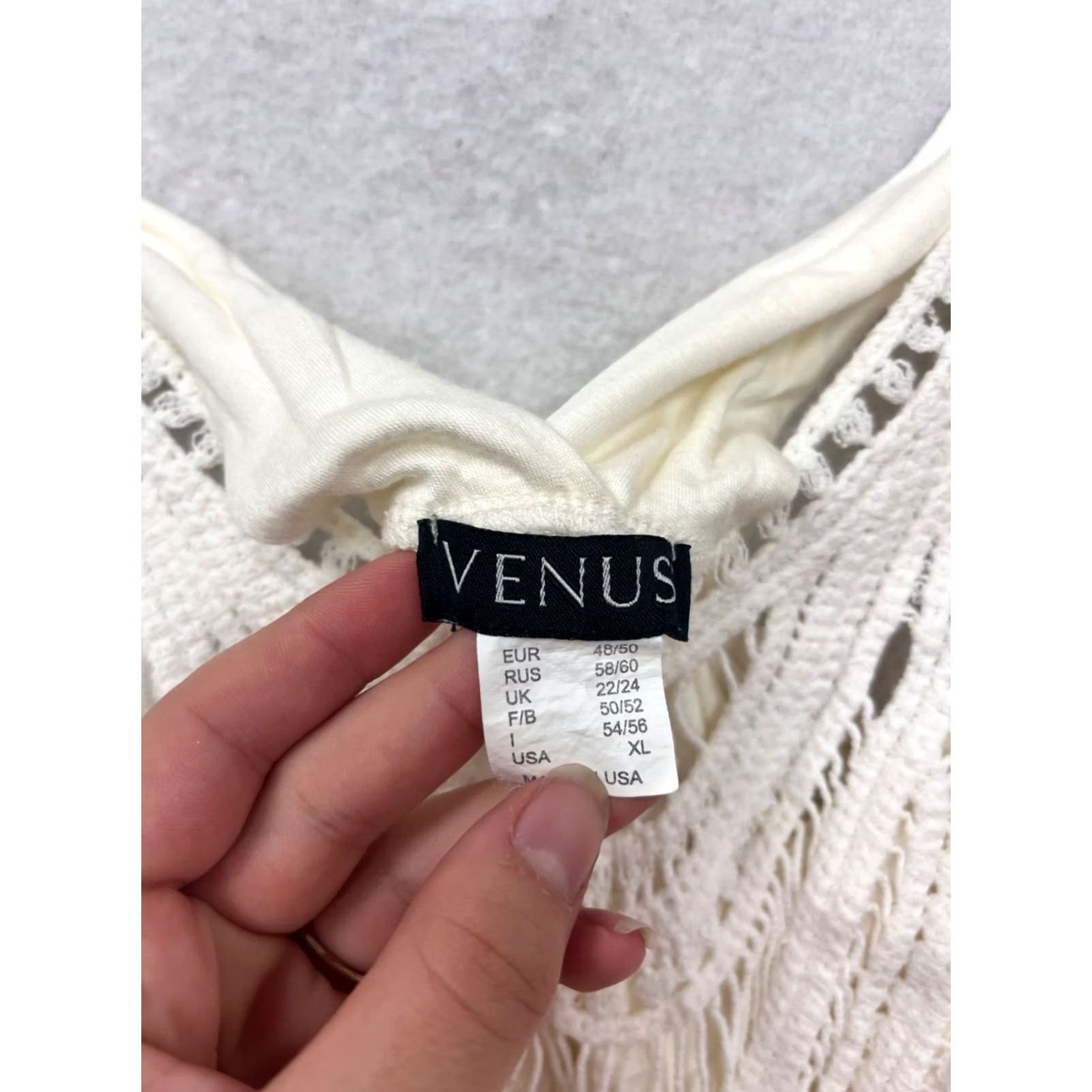 Venus Venus White Tank Top Women's XL Crochet Racerback Cotton Jersey Sleeveless 691A Size XL / US 12-14 / IT 48-50 - 3 Thumbnail
