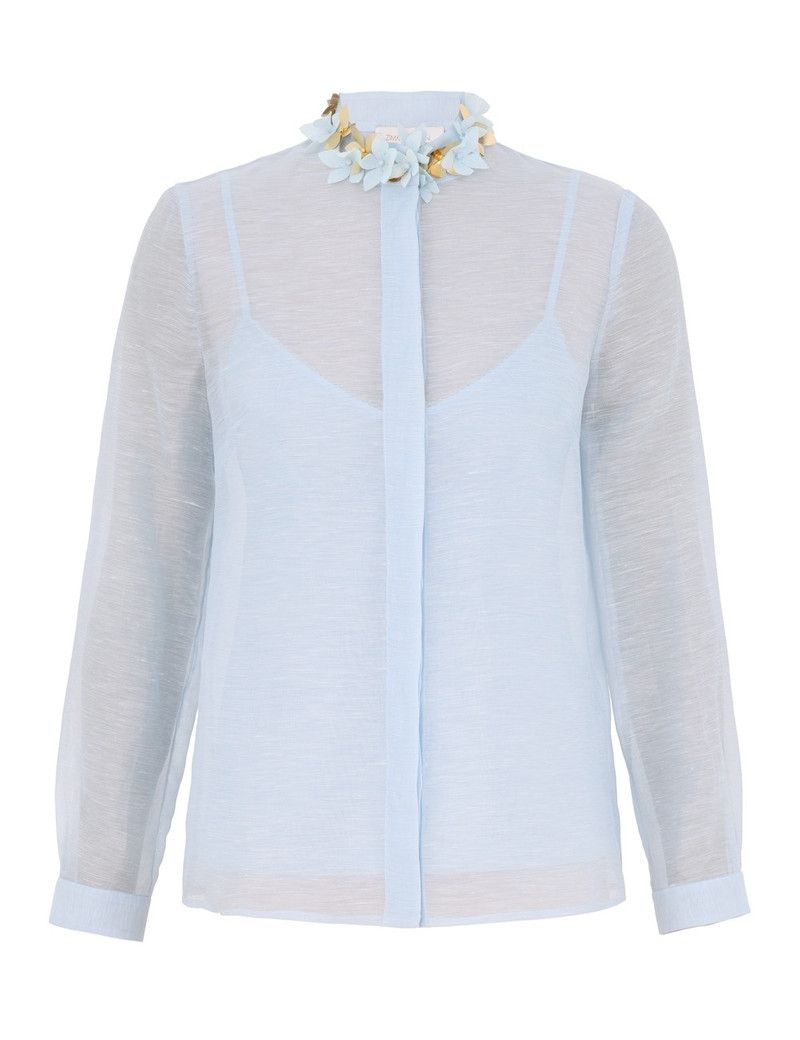 oc11z0226 Illuminate Embellished Shirt In Mint Blue
