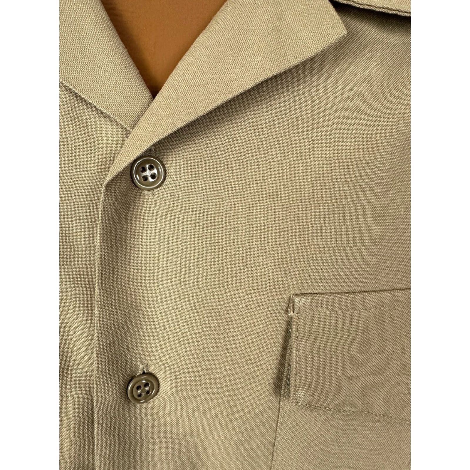 Vintage US Navy Flying Cross Shirt Men Large Khaki Wool Blend Short Sleeve Union Made Size US L / EU 52-54 / 3 - 4 Thumbnail