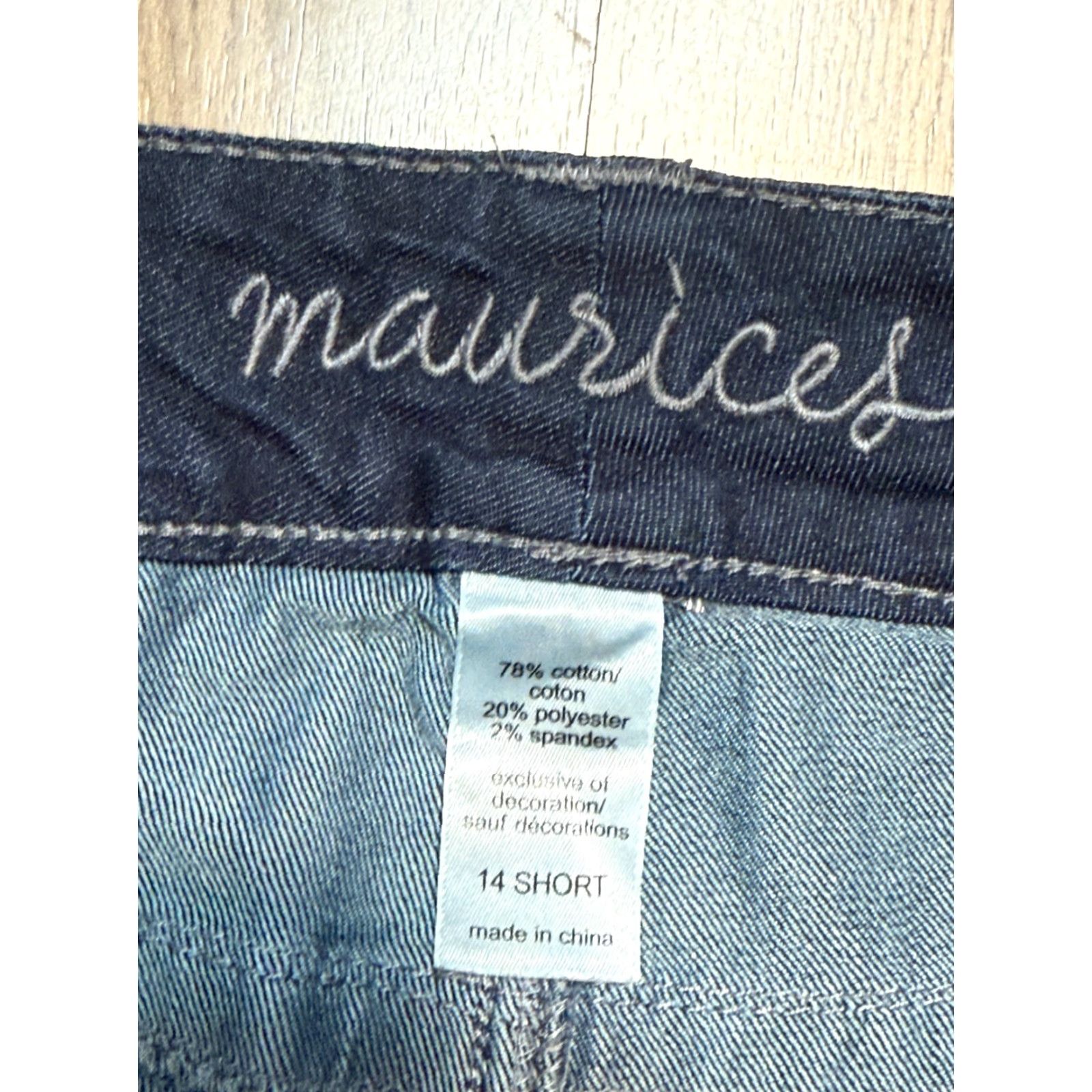 Vintage Maurices Jeans Women's 14 Short Blue Denim Straight Leg Dark Wash, 5-Pocket Size 36" / US 14 / IT 50 - 4 Thumbnail