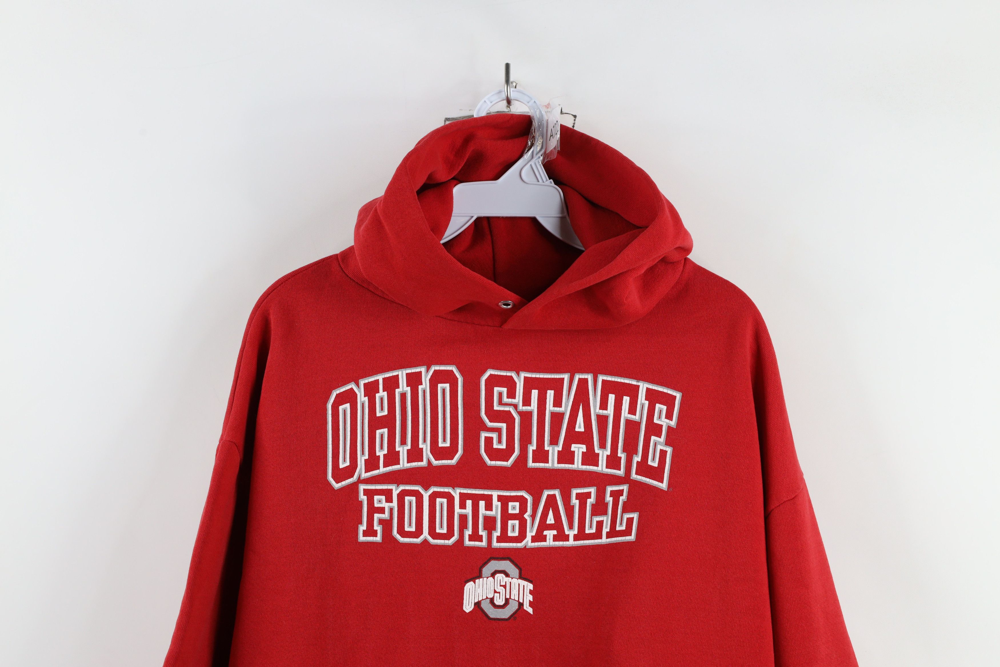 Vintage Vintage 90s Ohio State University Football Hoodie Red Size L / US 10 / IT 46 - 2 Thumbnail
