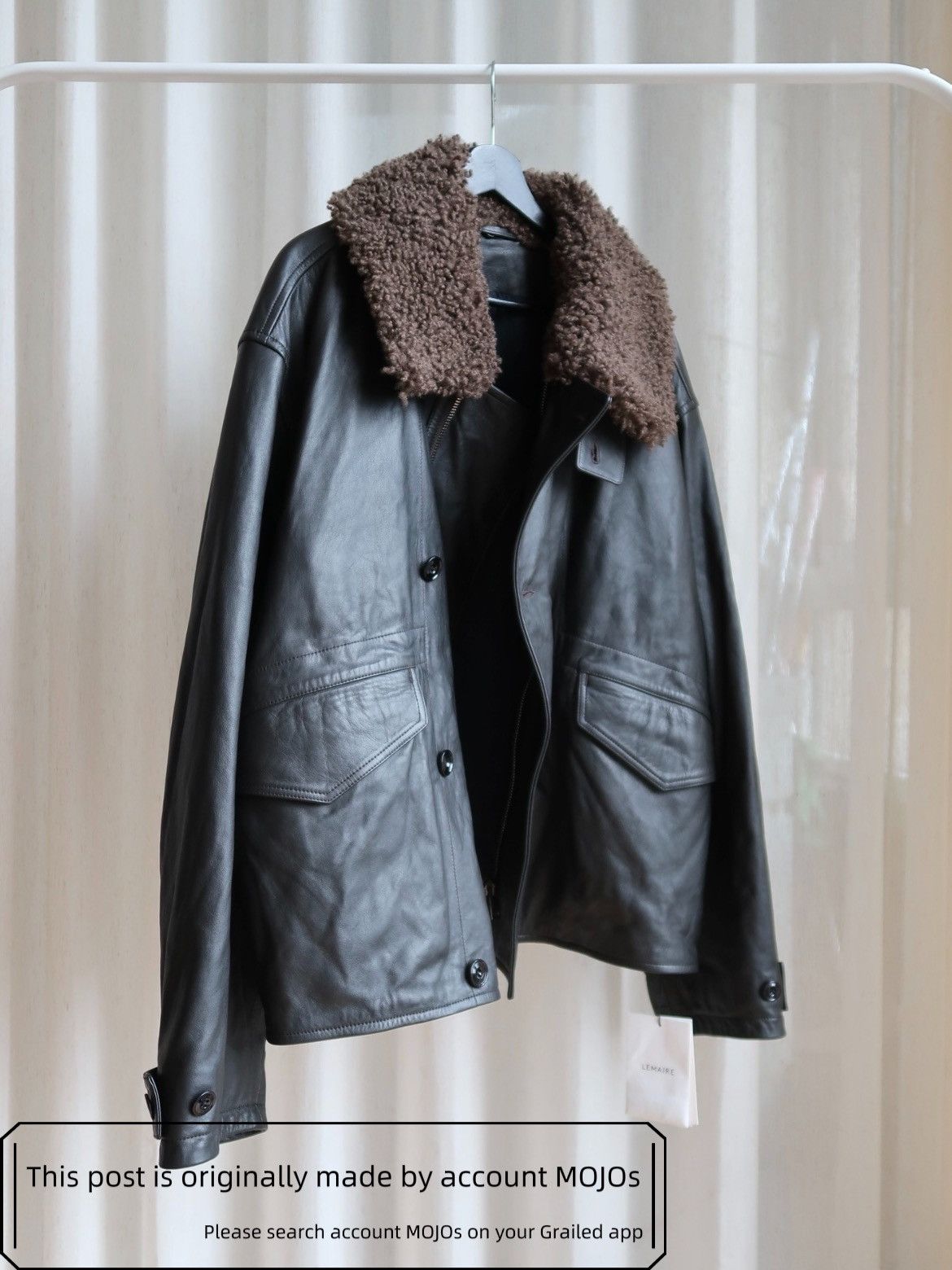 Lemaire Sz L Lemaire 24AW Shearling - Trimmed Leather Blouson mojos2 Size US L / EU 52-54 / 3 - 3 Thumbnail