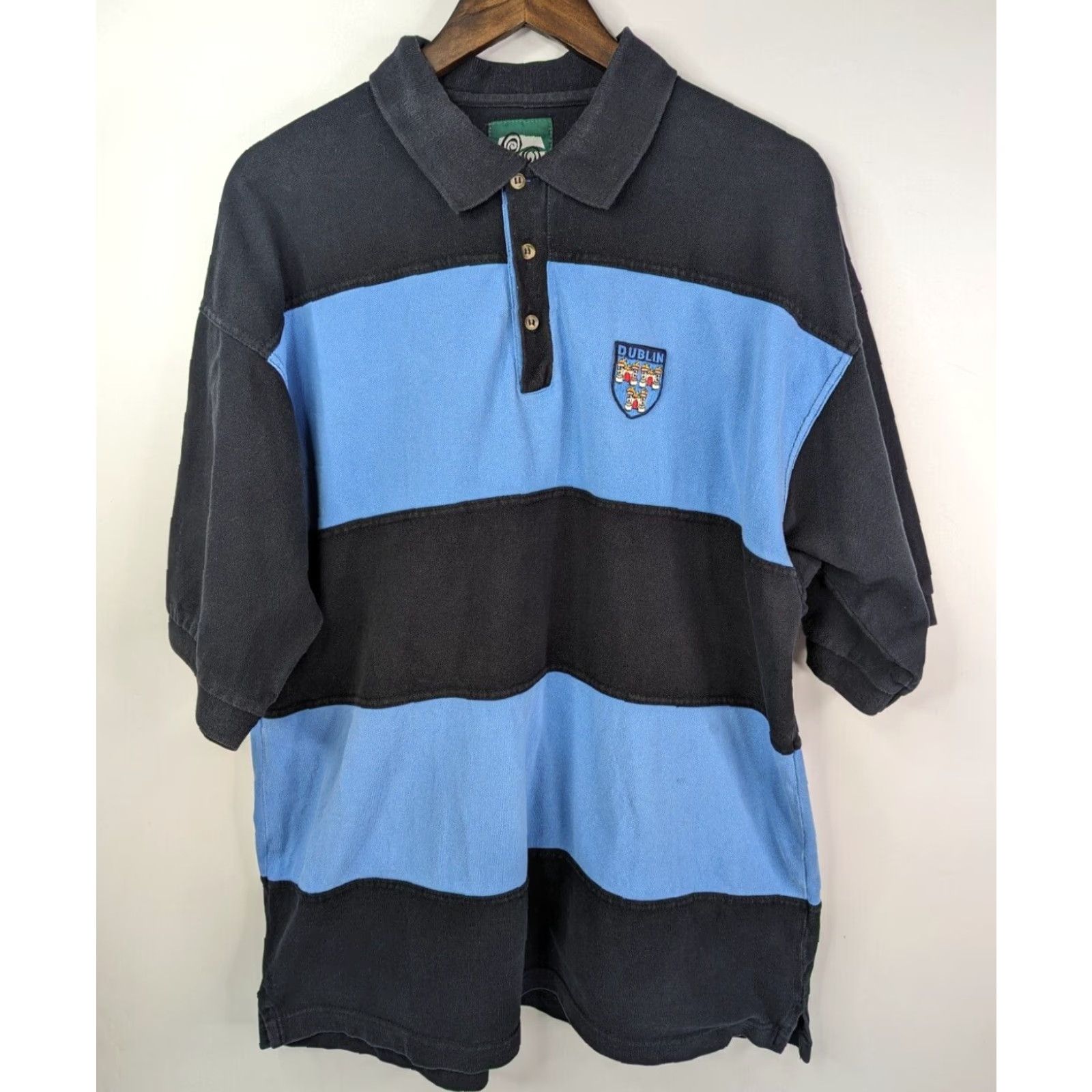 Vintage Cara Craft Polo Men 2XL Blue Stripe Rugby S/S Embroidered Crest Dublin Crest Shirt Size US XXL / EU 58 / 5 - 2 Thumbnail