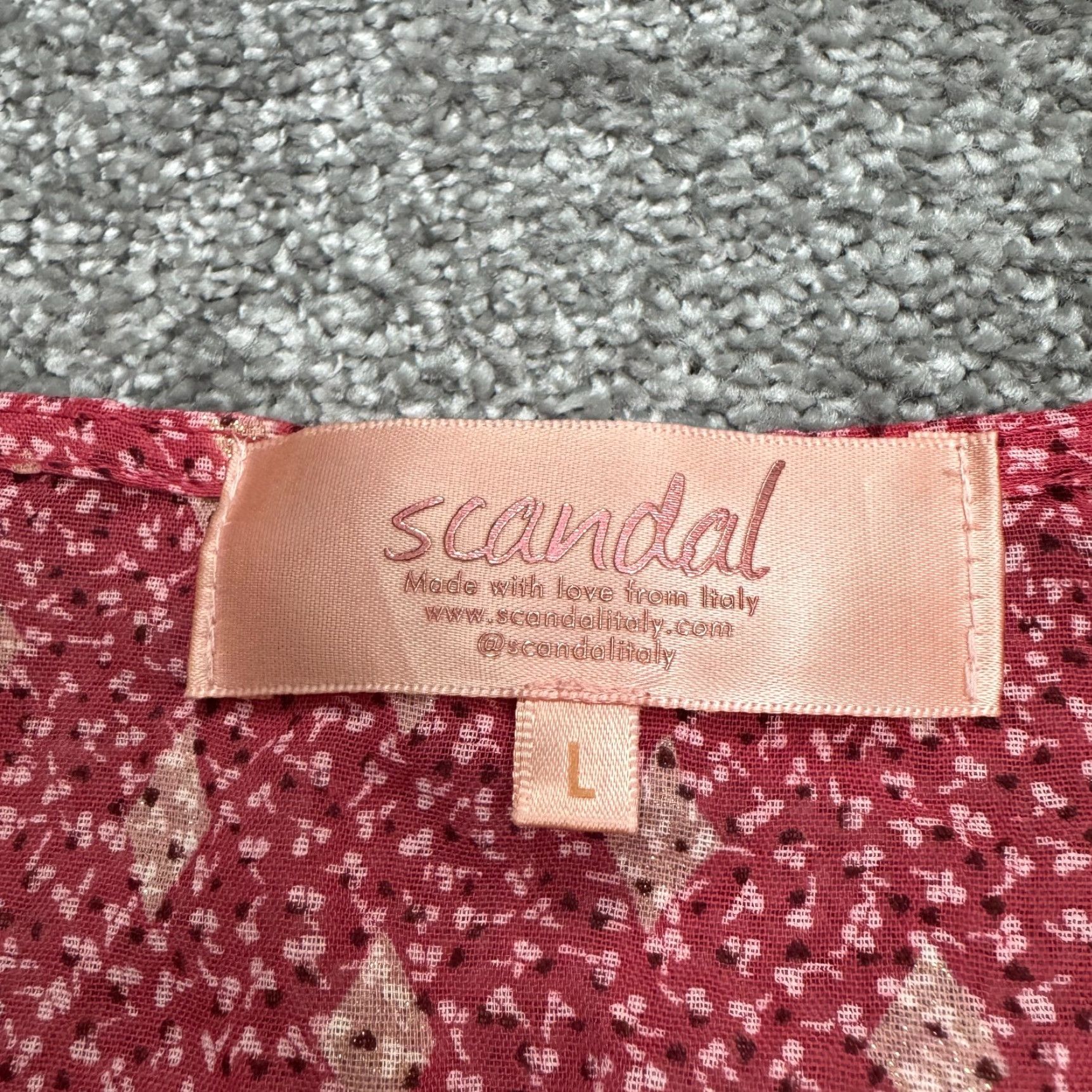 Vintage Scandal Pink Floral Mini Dress Women Large Boho Casual V-Neck Long Sleeve Size L / US 10 / IT 46 - 5 Thumbnail