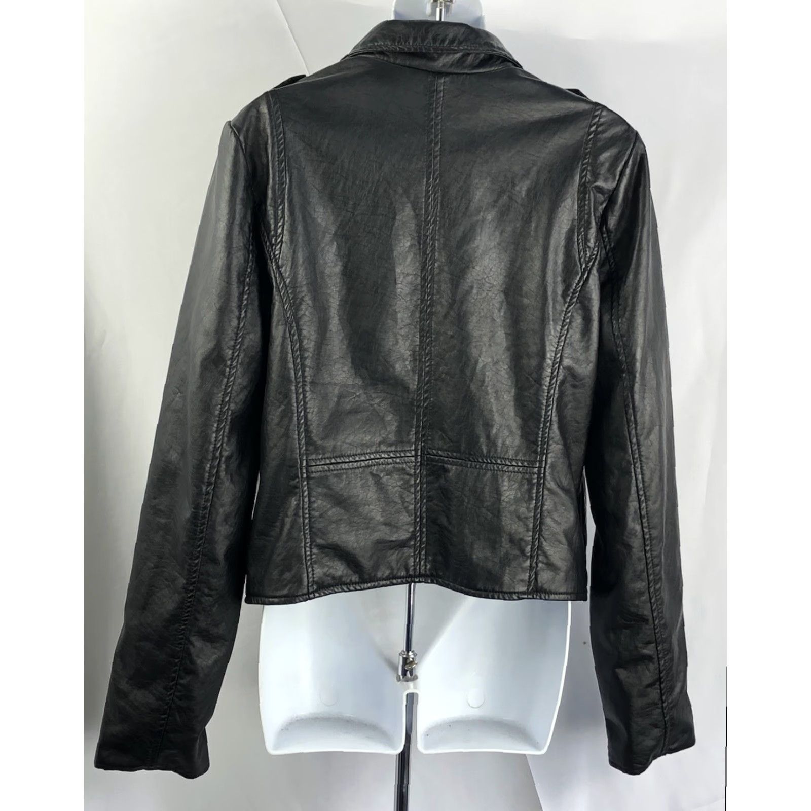 Vintage Arizona Motorcycle Jacket L Black Faux Leather Arizona Brand Women's Short Sleeve? Size L / US 10 / IT 46 - 4 Thumbnail