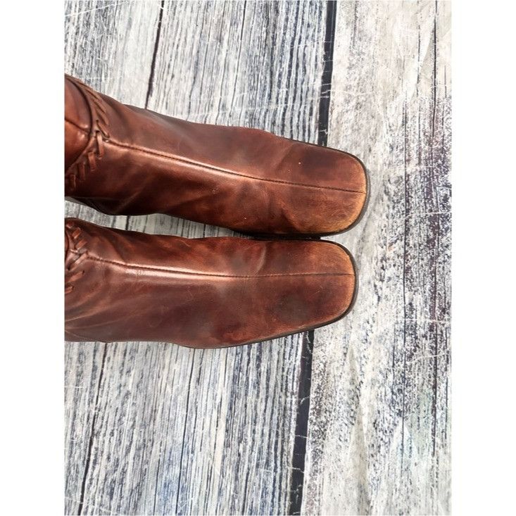 Other Vintage Caroline Biss Brown Leather Mid-Calf Boots Size US 10 / IT 40 - 3 Thumbnail