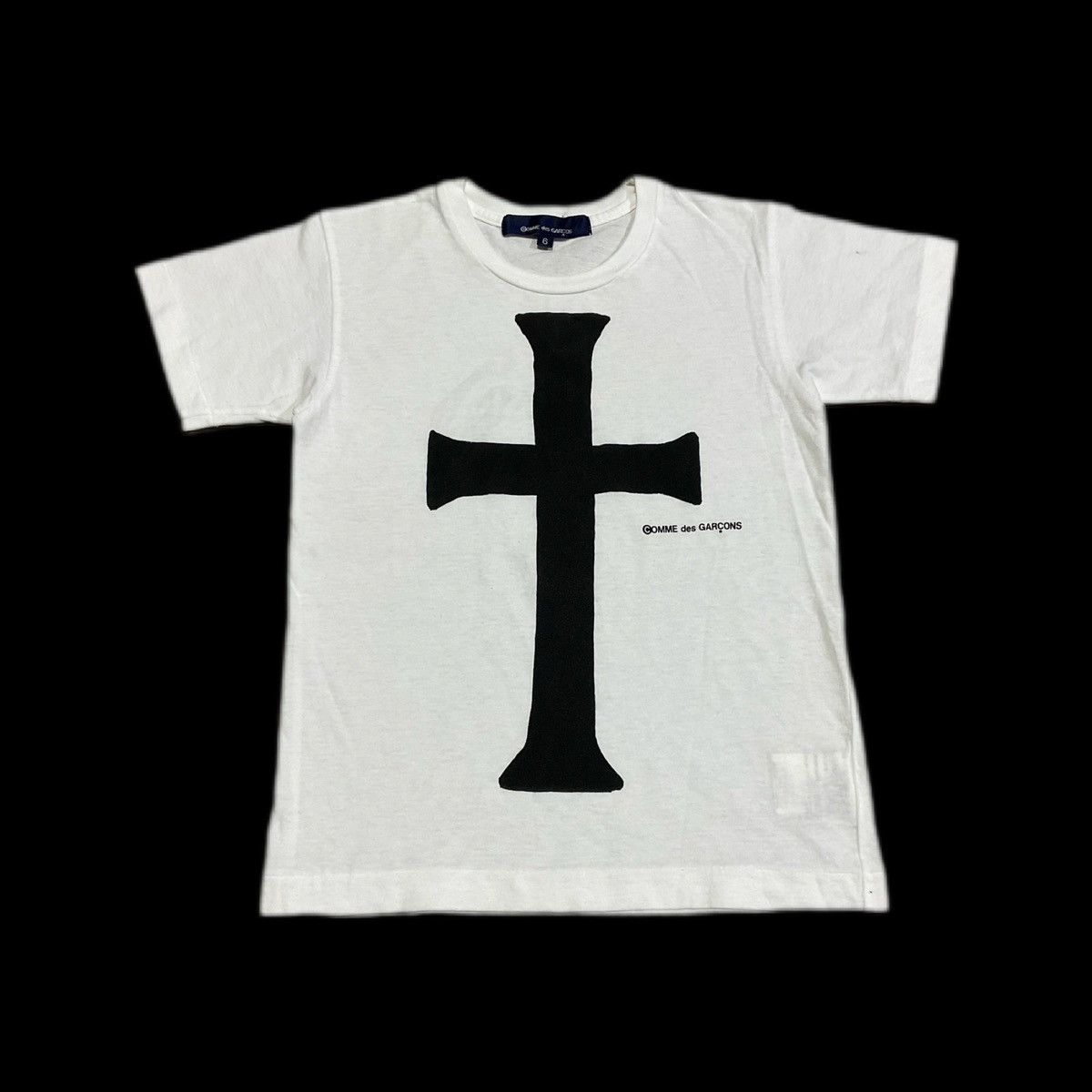 image of Archived Ad1992 Comme Des Garcons Kids Cross Shirt in White (Size 2XS)