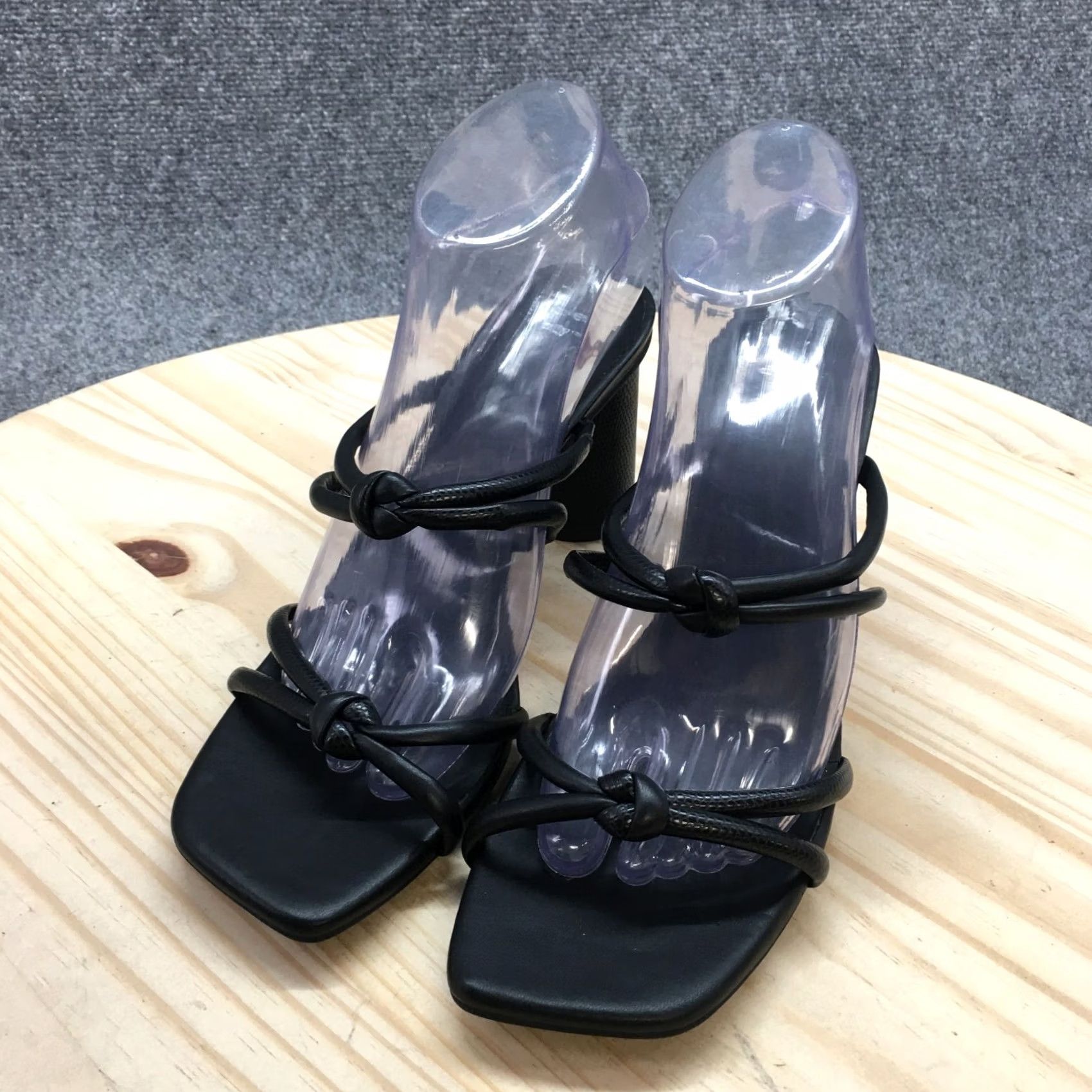 Vintage A New Day Sandal Womens 9 Black Knotted Open Toe Slip-On Casual Comfort Leather Shoes Size US 9 / IT 39 - 3 Thumbnail
