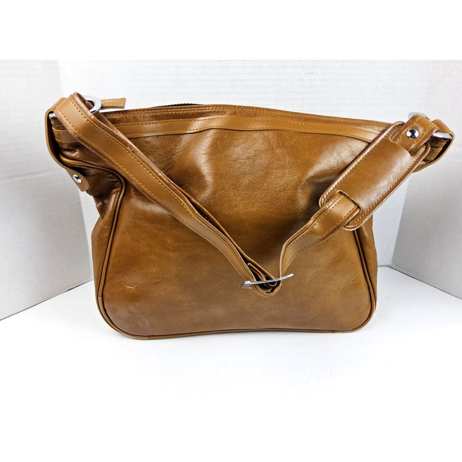 Vintage VINTAGE John Weitz Shoulder Bag Purse Travel Bag Women Brown 17x13x6 Travel Size ONE SIZE - 6 Thumbnail