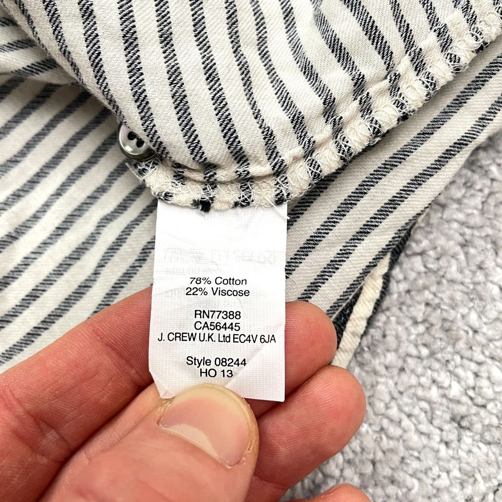 J.Crew J.Crew Embroidered Peasant Blouse Womens 00 Black Ivory Striped Casual Size XXS / US 00 / IT 34 - 7 Thumbnail