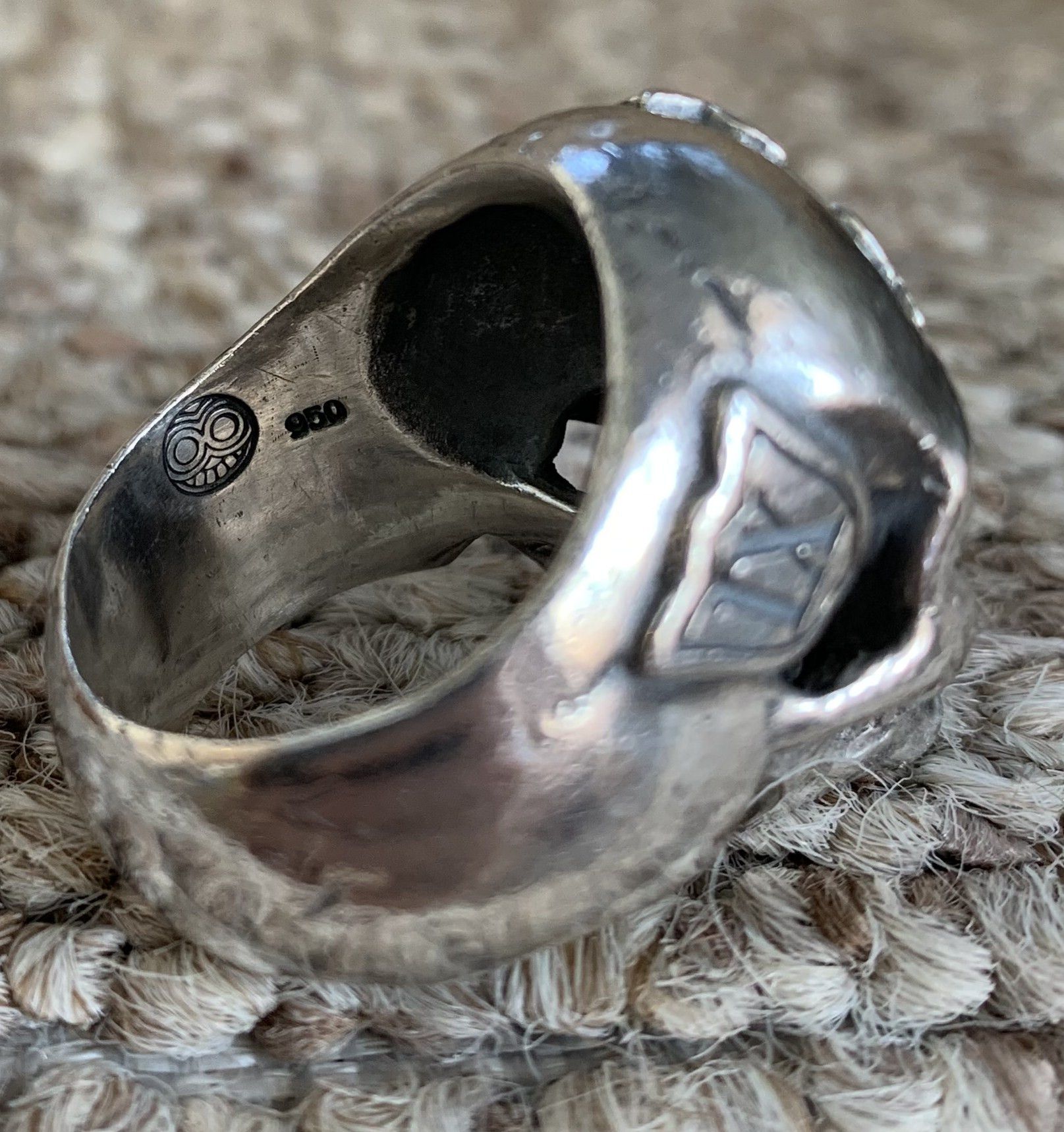 Number (N)ine SS05 "Nightcrawler" Bejeweled Silver Skull Ring Size ONE SIZE - 7 Thumbnail