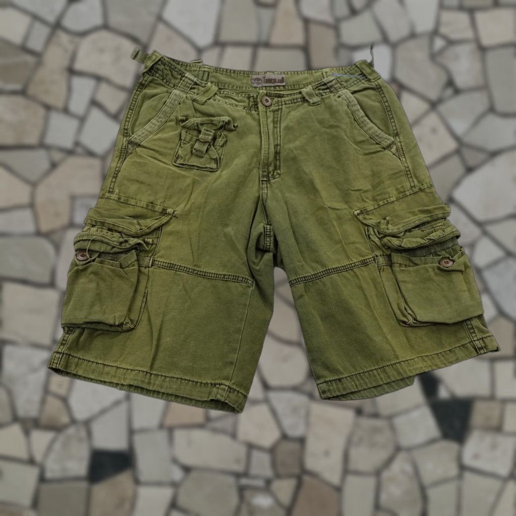 VINTAGE Timberland Cargo Shorts Men 32 Green Utility Army Paratrooper 11