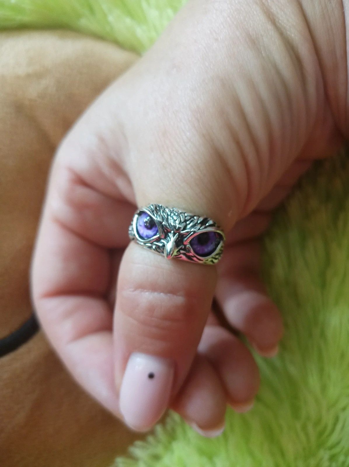 Jewelry Purple Owl Eye Adjustable Ring Size ONE SIZE - 4 Thumbnail