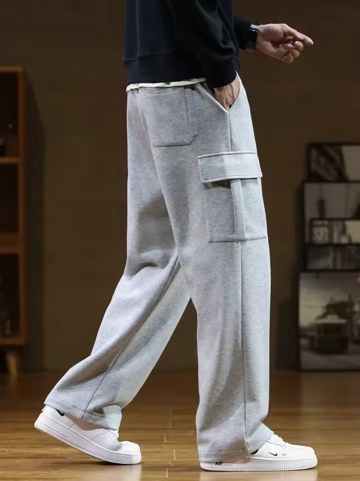 Japanese Brand 🔥 Grey Wide-Leg Cargo Sweatpants – Baggy Streetwear Joggers Size US 33 - 3 Thumbnail