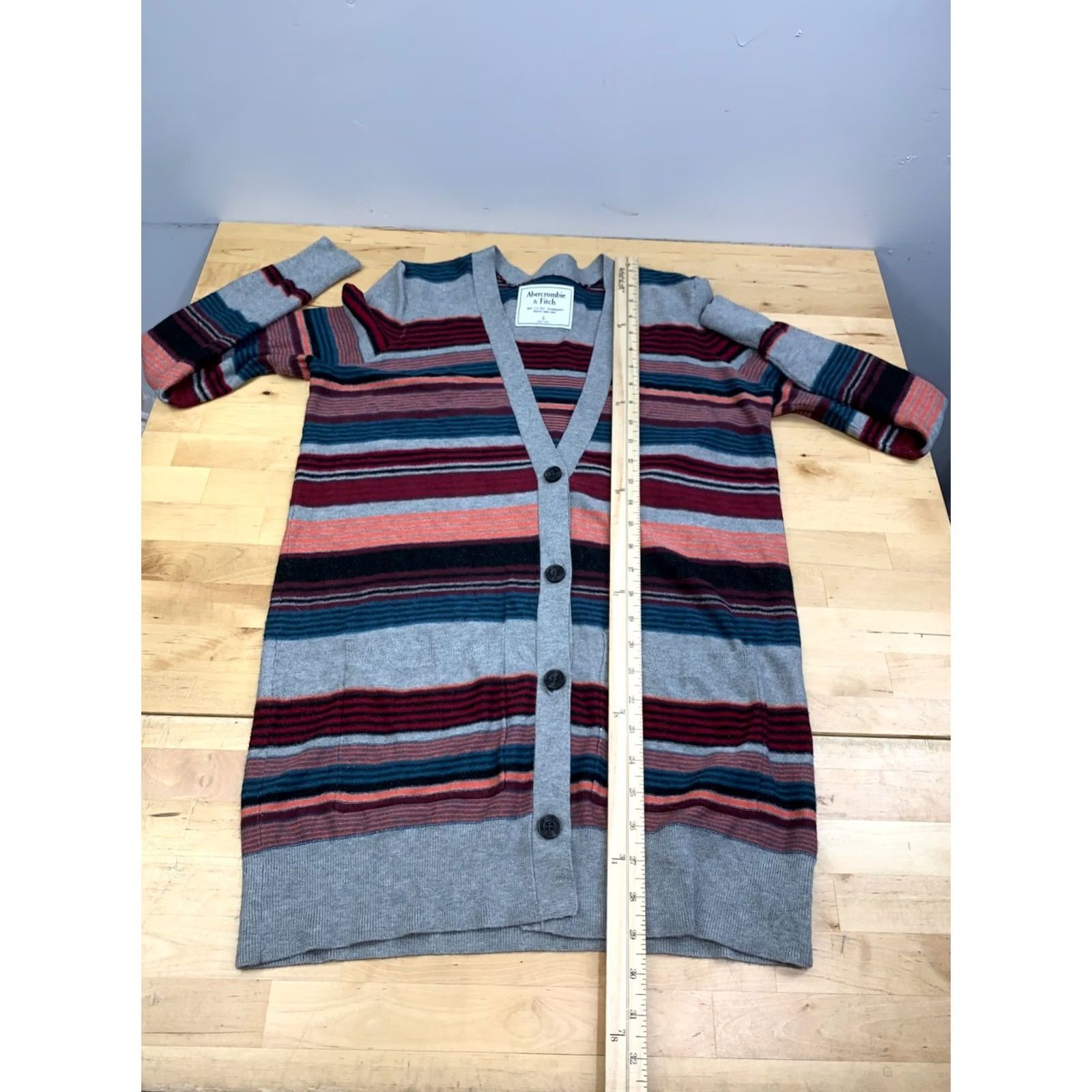 Abercrombie & Fitch Abercrombie & Fitch Cardigan Women S Striped Casual V-Neck Long Sleeve Multicolor Sweater Size S / US 4 / IT 40 - 3 Thumbnail