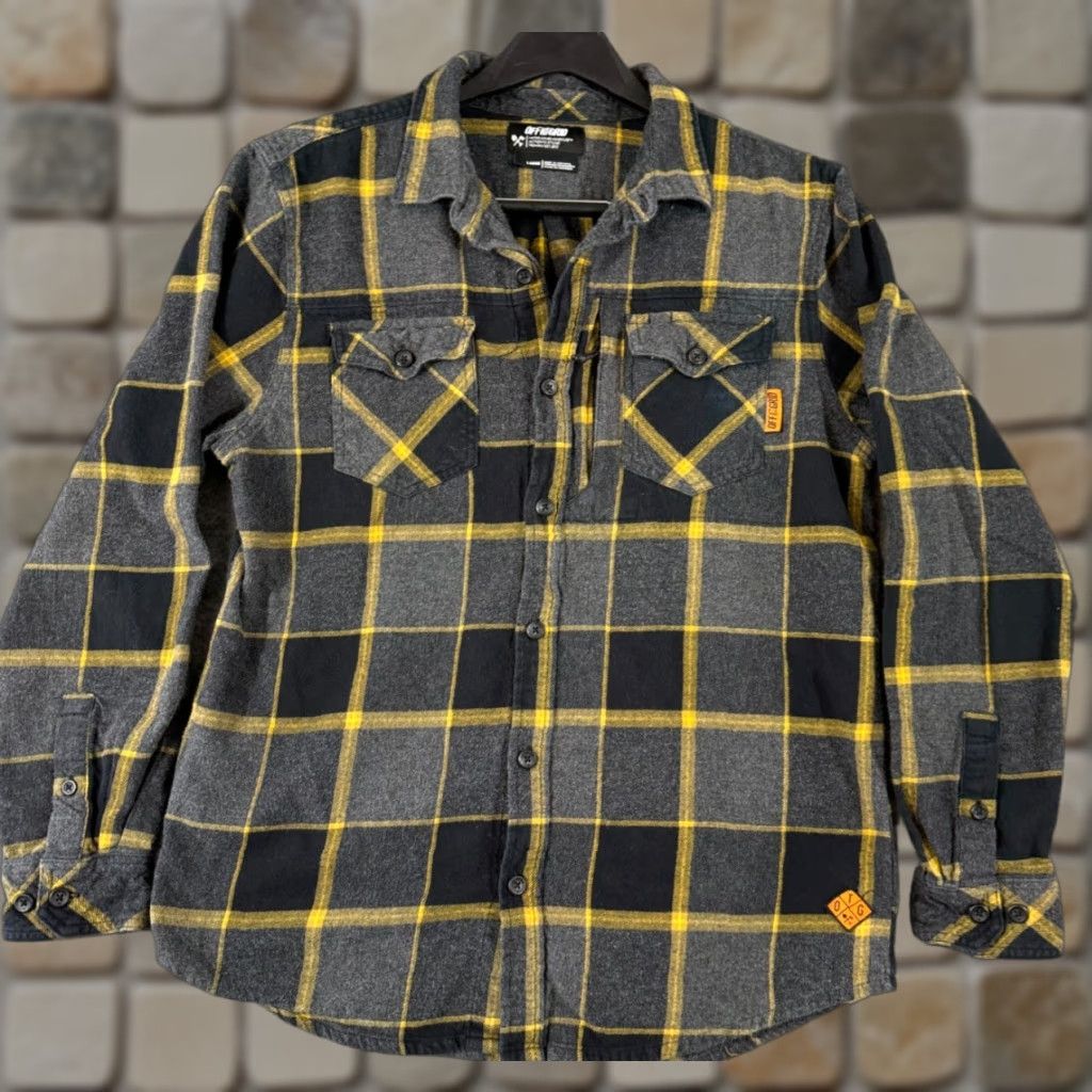 Vintage VINTAGE Off The Grid Shirt Mens L Gray Yellow Plaid Destroyer Flannel Long Sleeve Size US L / EU 52-54 / 3 - 1 Thumbnail