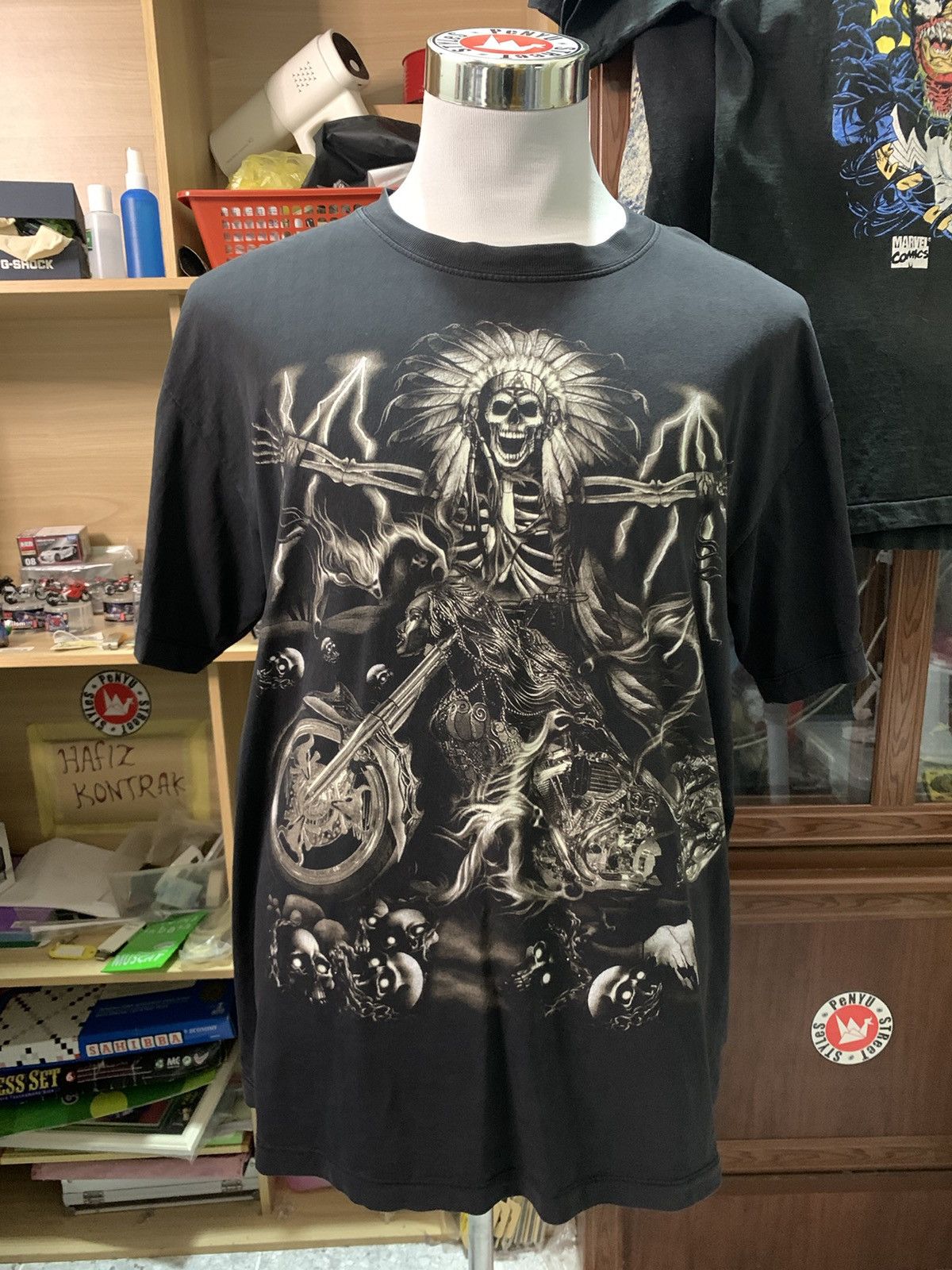 If Six Was Nine Y2K Skull Rider Punk Full Print Tee Size US L / EU 52-54 / 3 - 1 Thumbnail